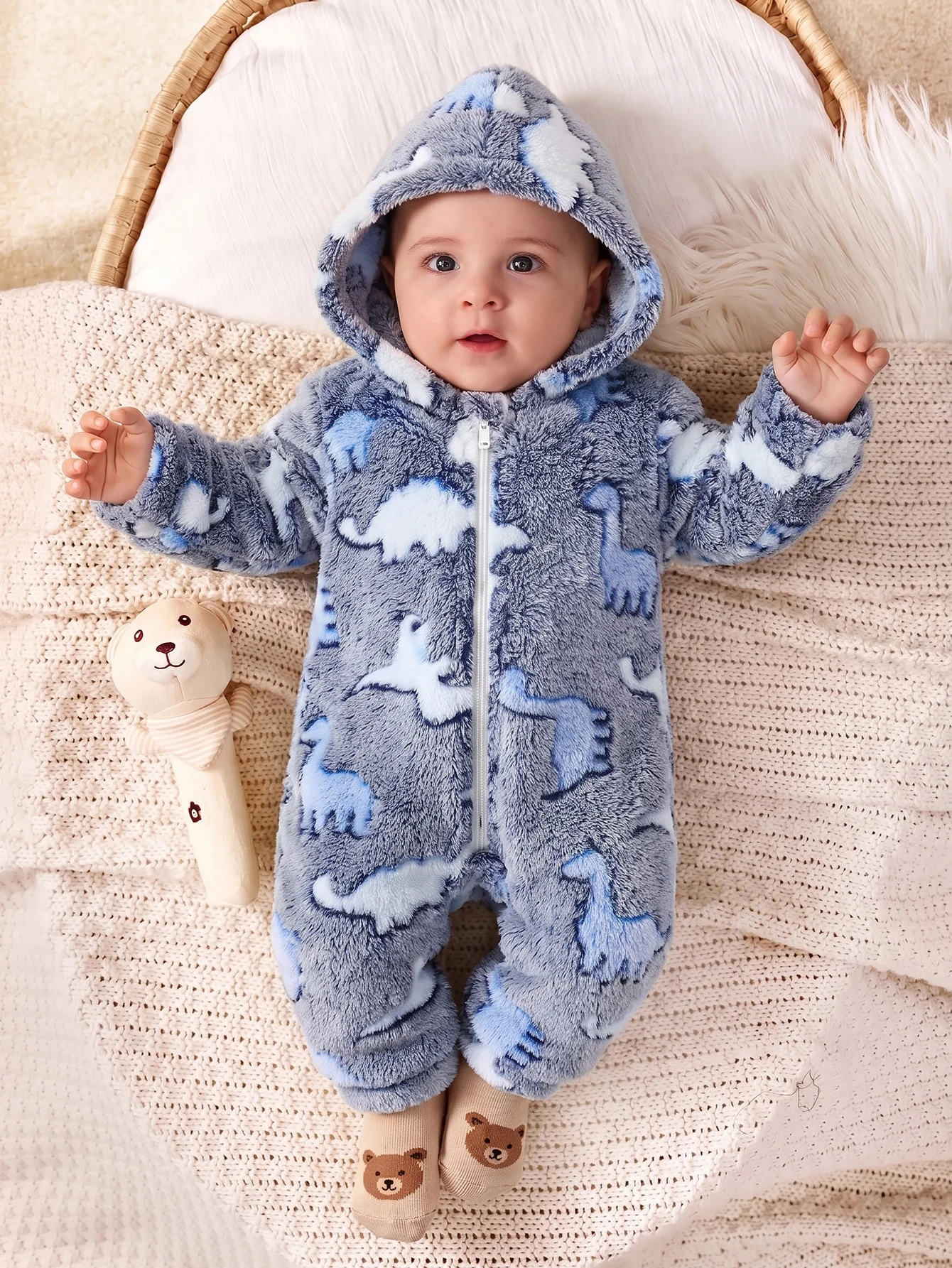 Nouveau-né Bébé Garçon/Fille Mignon Automne/Hiver Décontracté Blanc Moelleux Motif — vue 6