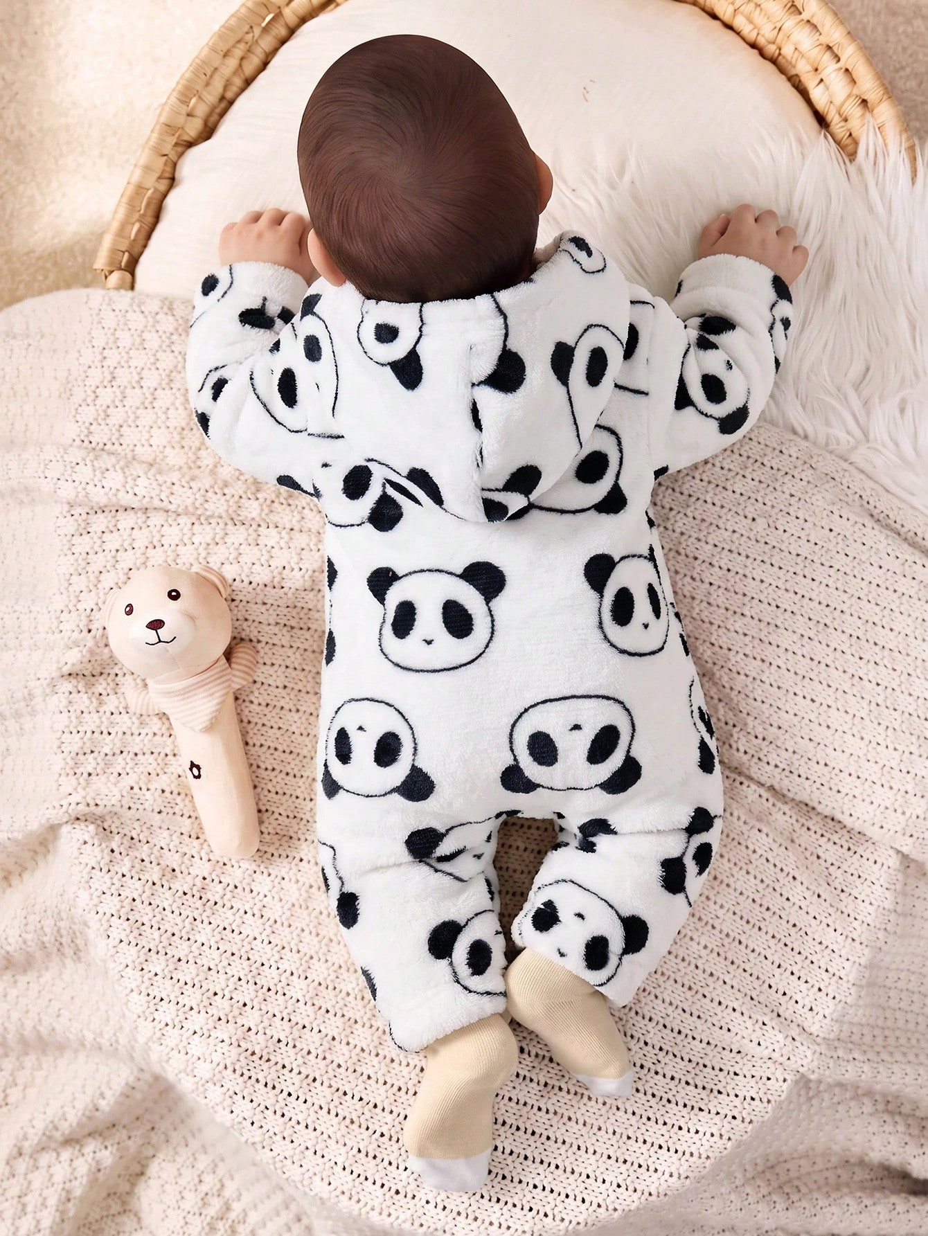 Nouveau-né Bébé Garçon/Fille Mignon Automne/Hiver Décontracté Blanc Moelleux Motif — vue 3