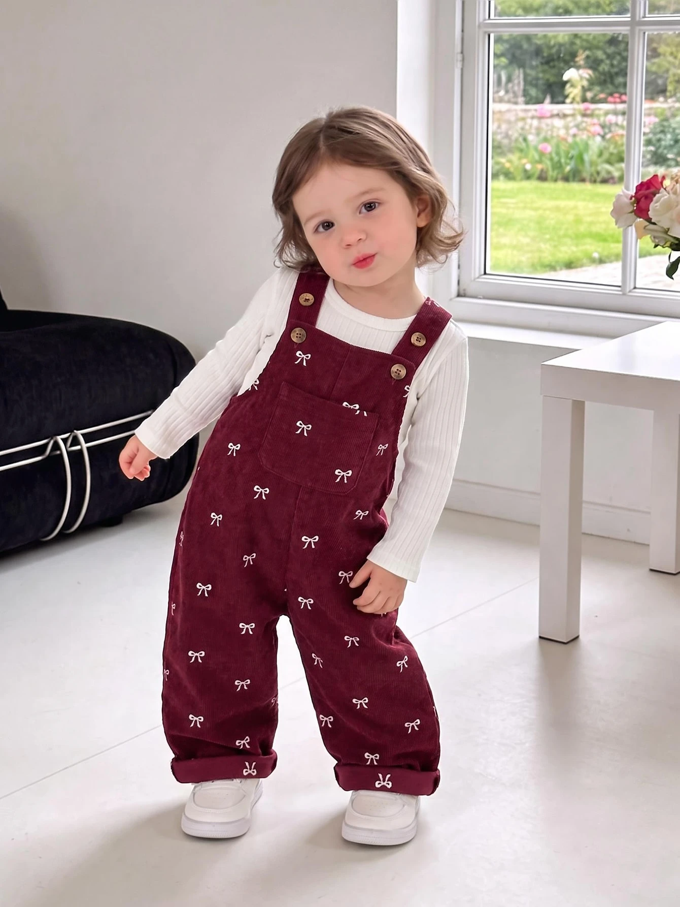 Ensemble de salopette en velours côtelé à imprimé cœur pour bébé fille 0-3 ans — vue 4