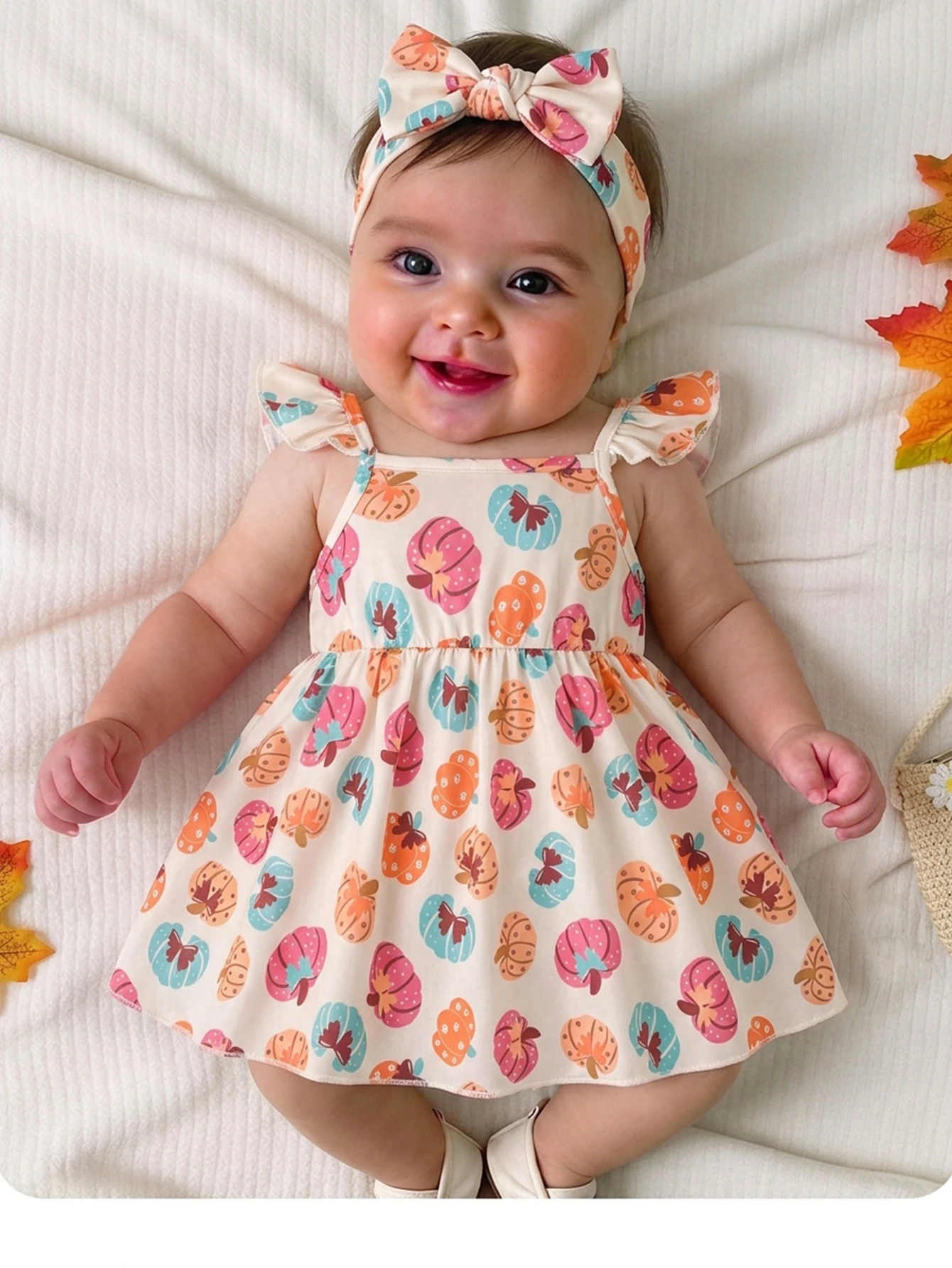 Robe décontractée de vacances mignonne à pois rouges avec manches volantées pour — vue 4
