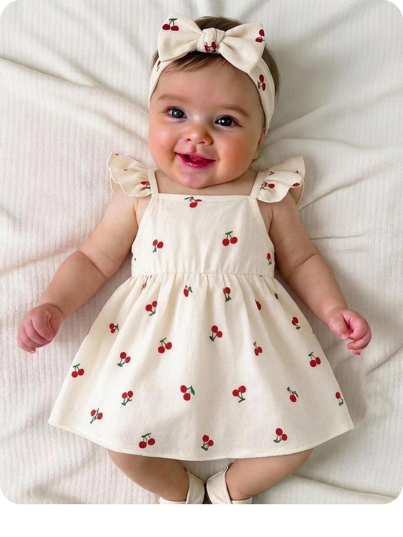 Robe décontractée de vacances mignonne à pois rouges avec manches volantées pour — vue 3