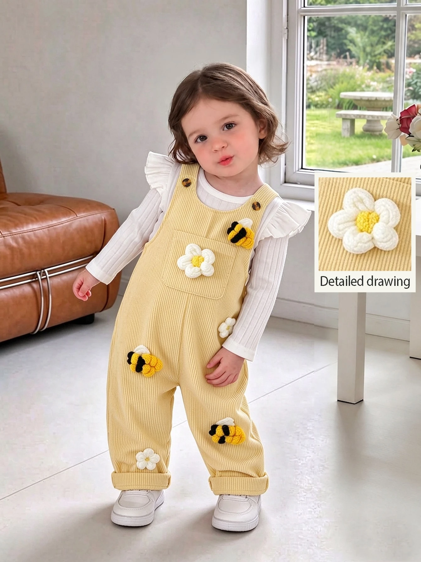 Ensemble de salopette en velours côtelé à imprimé cœur pour bébé fille 0-3 ans — vue 10