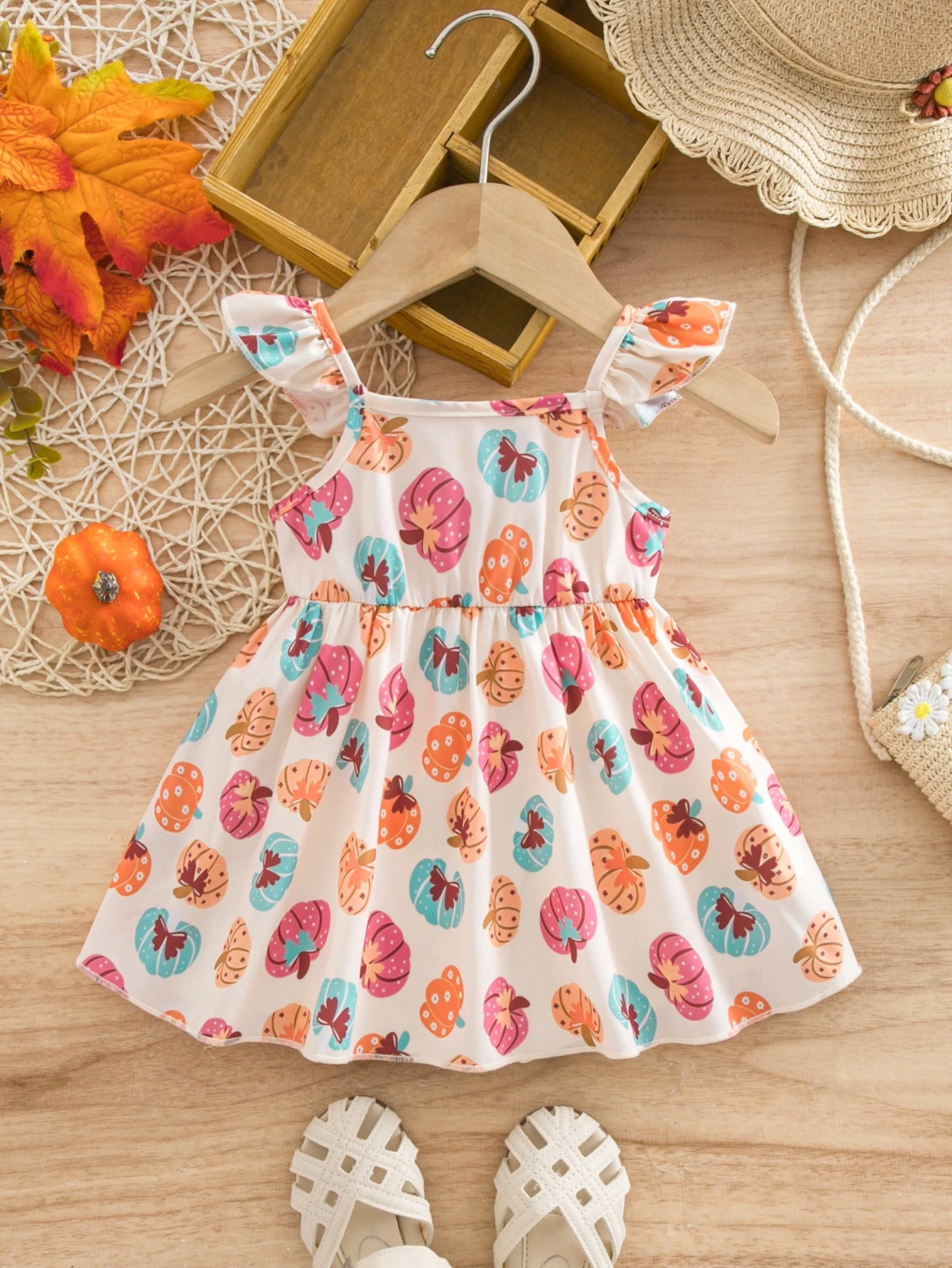 Robe décontractée de vacances mignonne à pois rouges avec manches volantées pour — vue 12