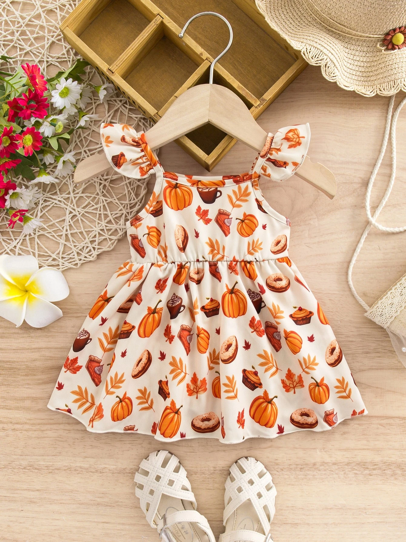 Robe décontractée de vacances mignonne à pois rouges avec manches volantées pour — vue 10
