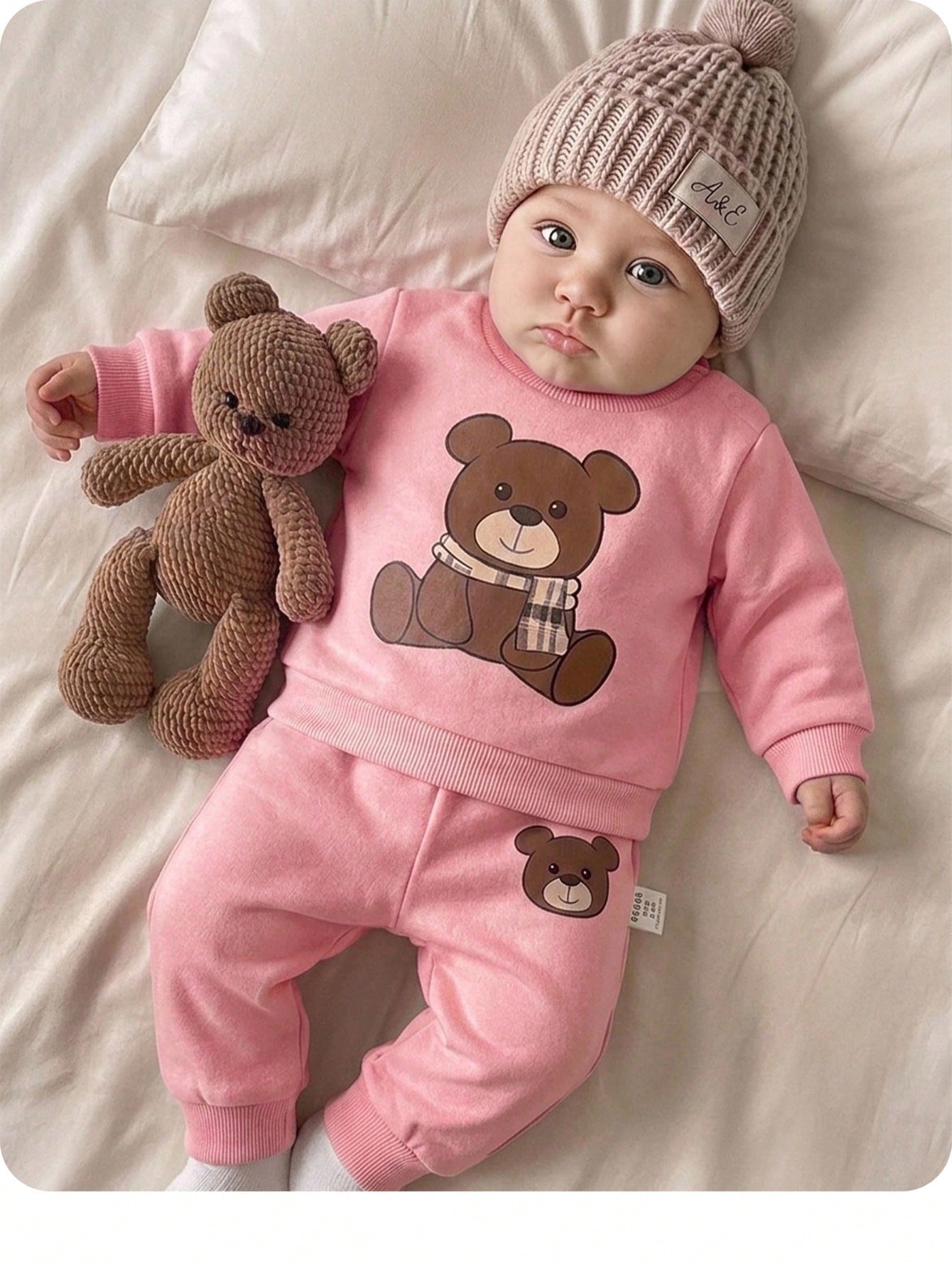 Ensemble sweat-shirt et pantalon d'hiver pour bébé fille nouveau-né, motif ours — vue 3