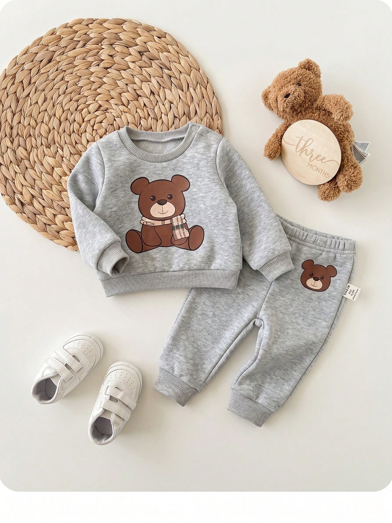 Ensemble sweat-shirt et pantalon d'hiver pour bébé fille nouveau-né, motif ours — vue 5