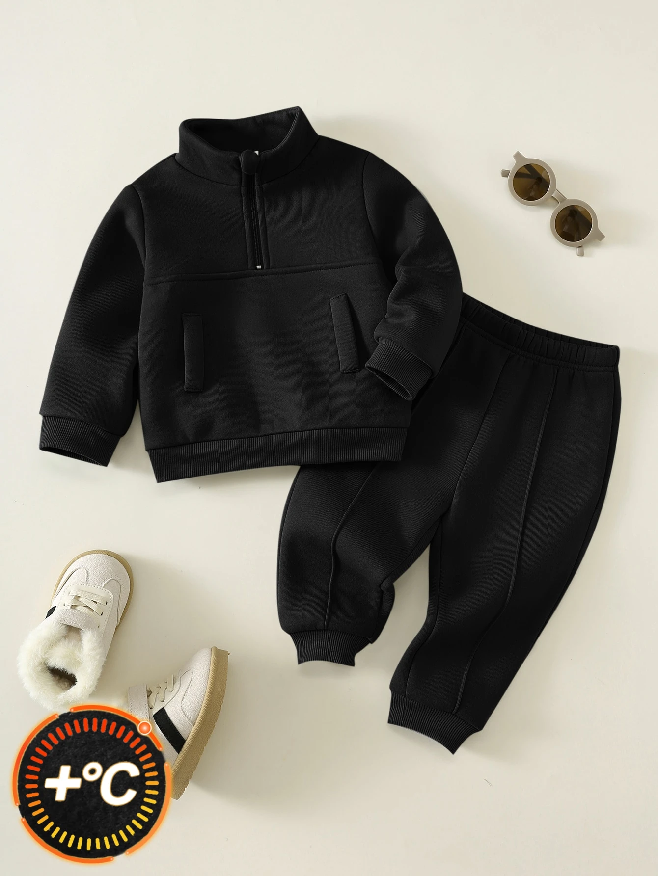 Cozy Pixies 2 pièces Ensemble sweat-shirt à col rond à manches longues avec demi-zip à — vue 2