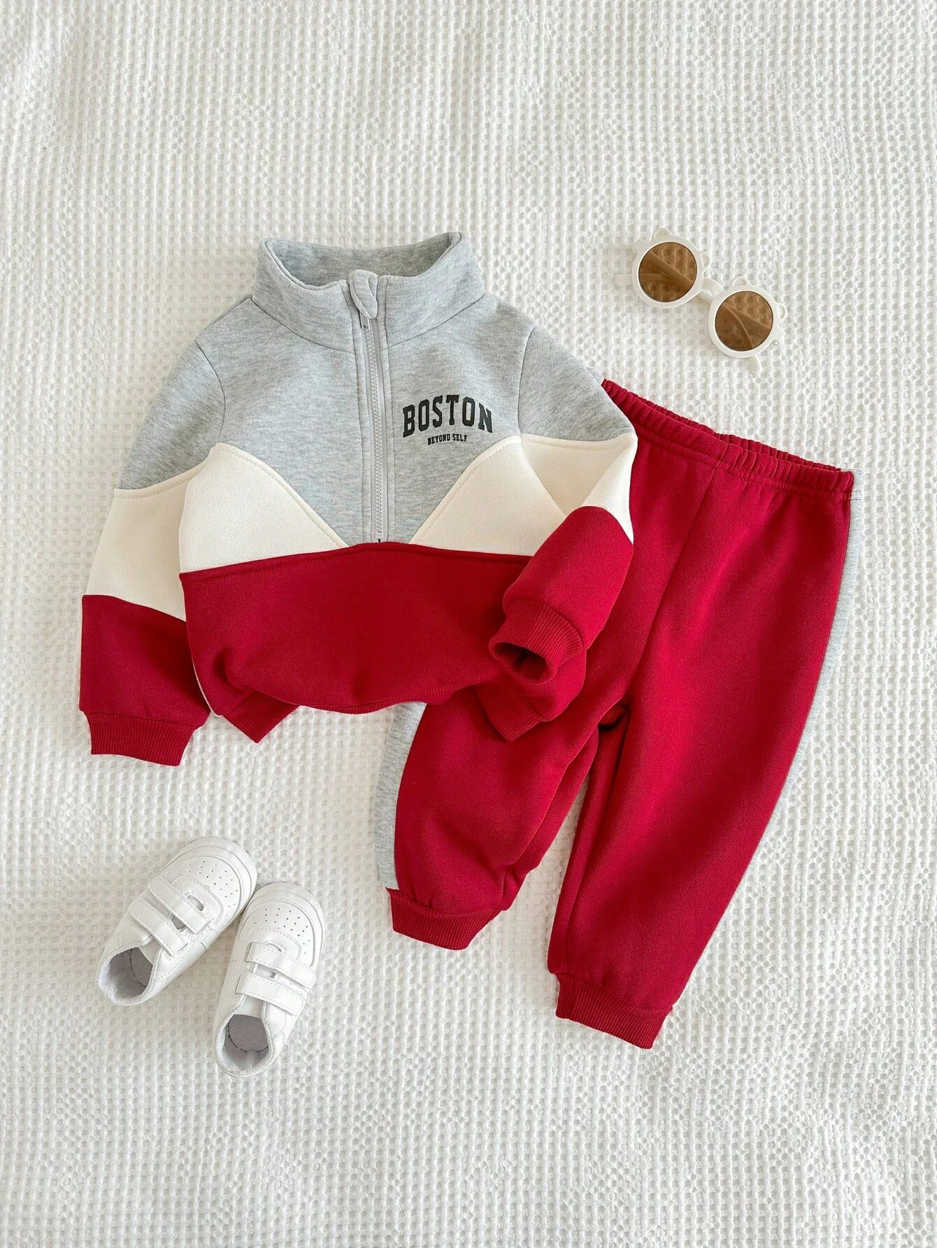 Cozy Pixies 2 pièces Ensemble sweat-shirt à col rond à manches longues avec demi-zip à