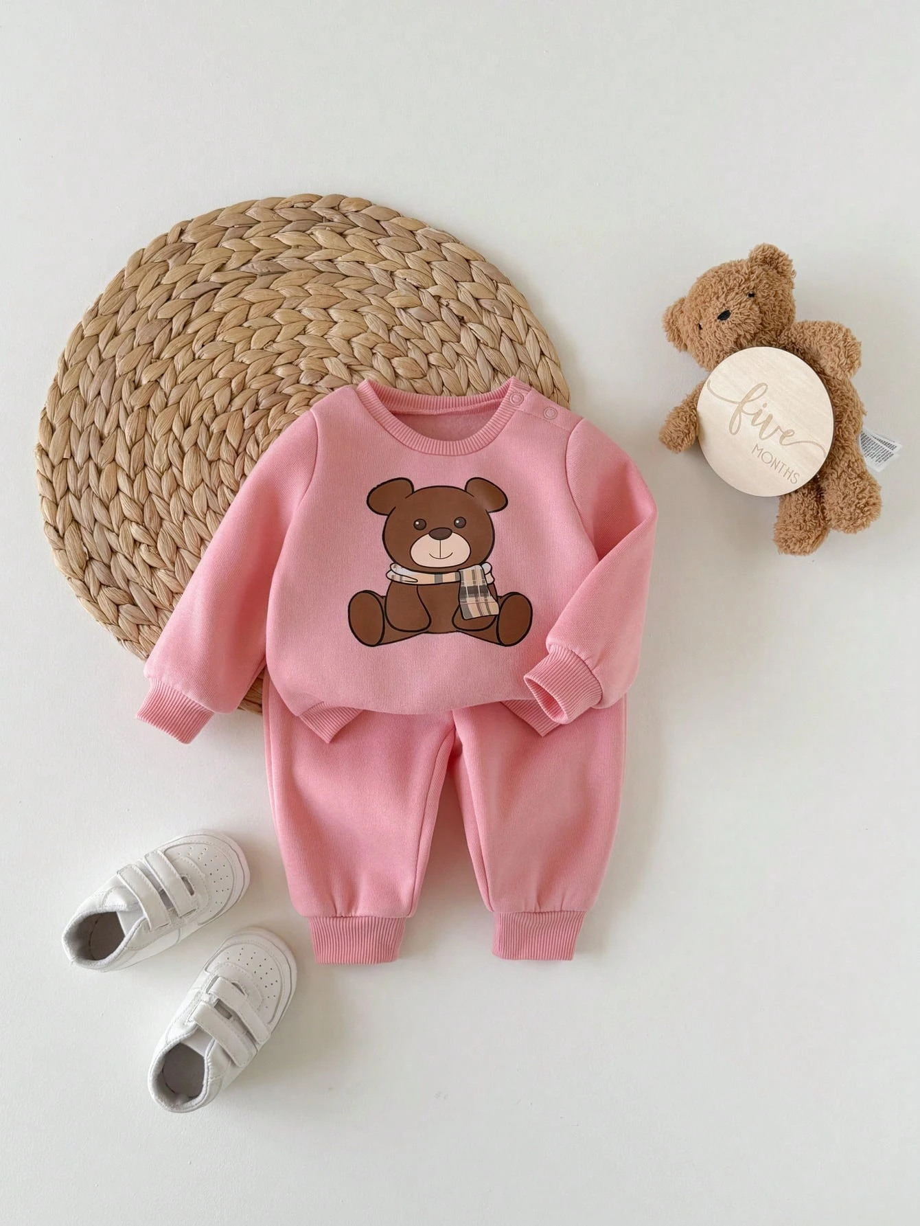 Ensemble sweat-shirt et pantalon d'hiver pour bébé fille nouveau-né, motif ours — vue 9