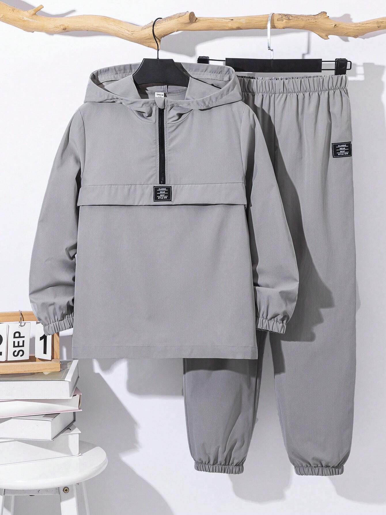 Ensemble de 2 pièces pour garçon préado - Veste à capuche à fermeture éclair et