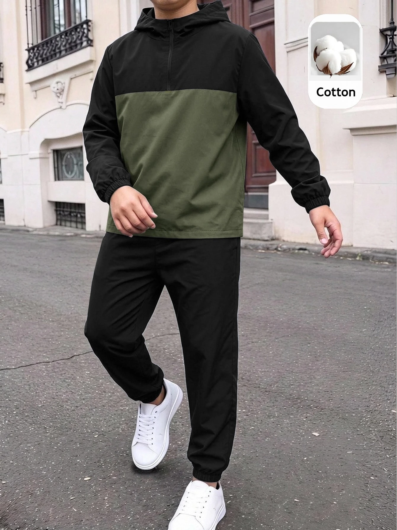 Ensemble de 2 pièces pour garçon préado - Veste à capuche à fermeture éclair et — vue 2