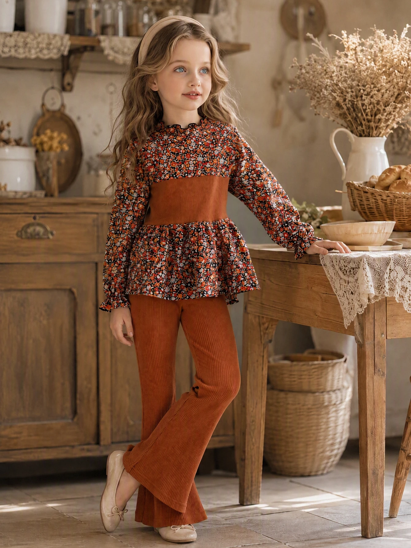 Ensemble de chemise décontractée et mignonne pour filles, Top blanc à manches longues — vue 4