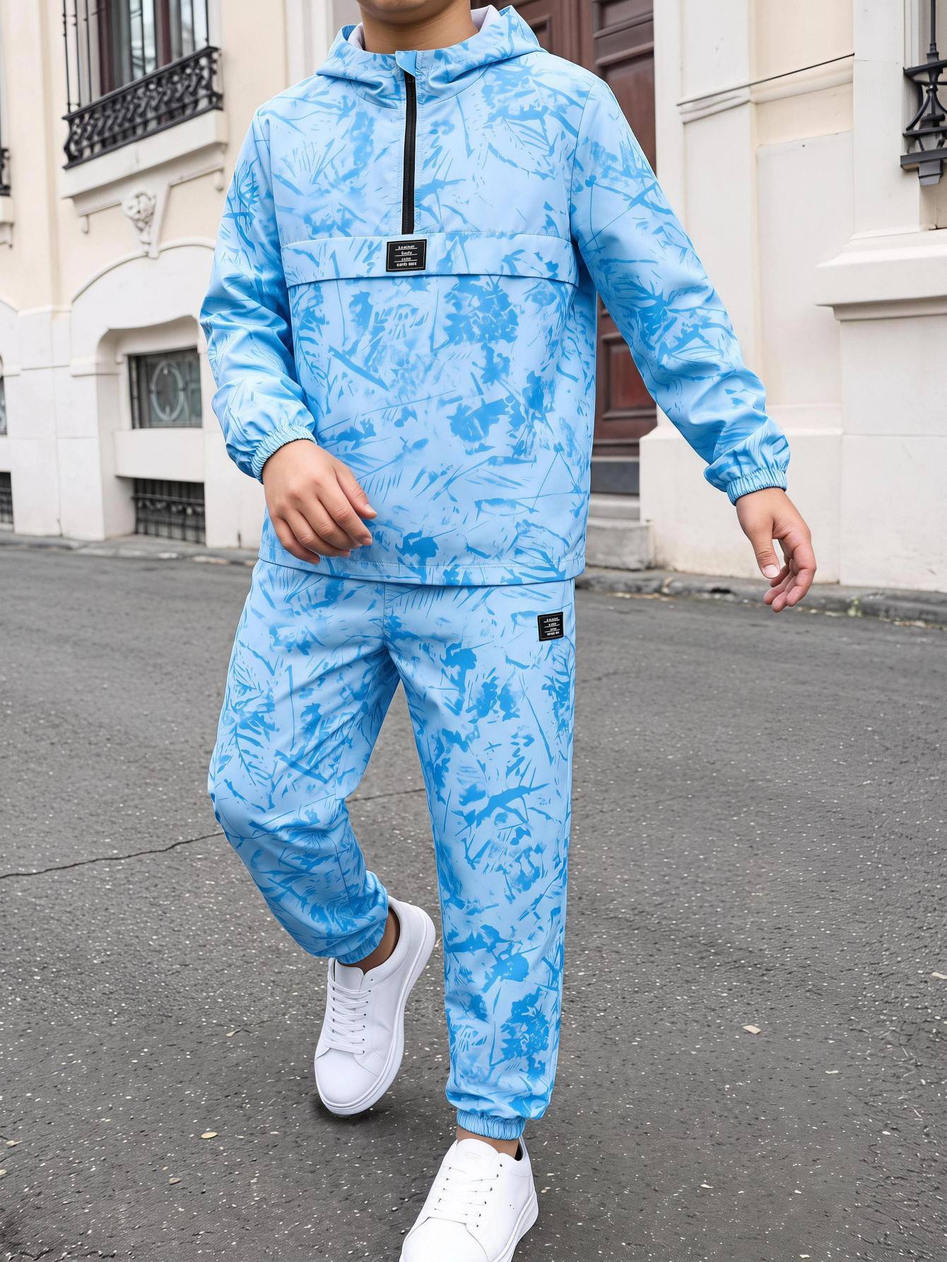 Ensemble de 2 pièces pour garçon préado - Veste à capuche à fermeture éclair et — vue 10
