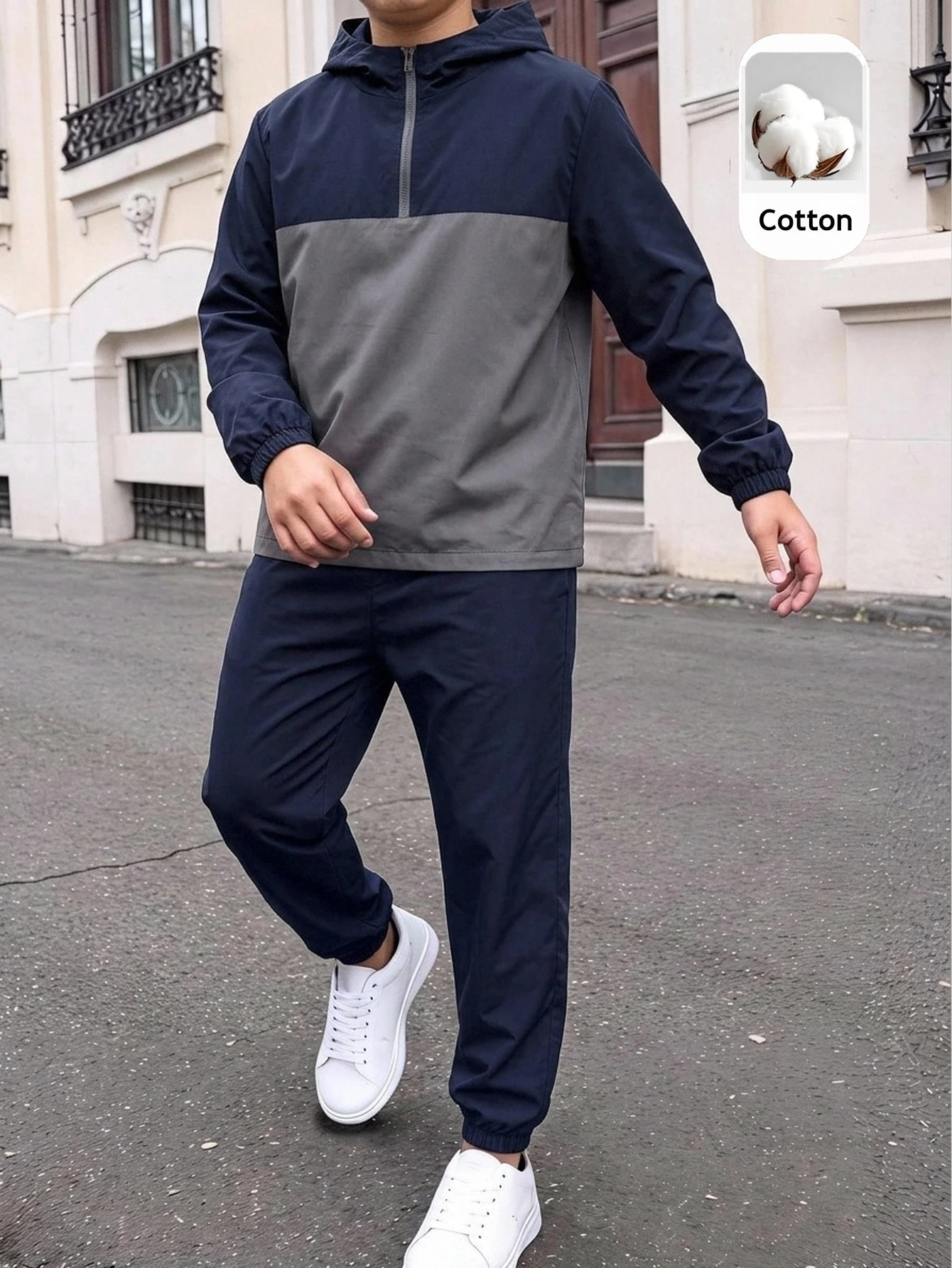 Ensemble de 2 pièces pour garçon préado - Veste à capuche à fermeture éclair et — vue 12