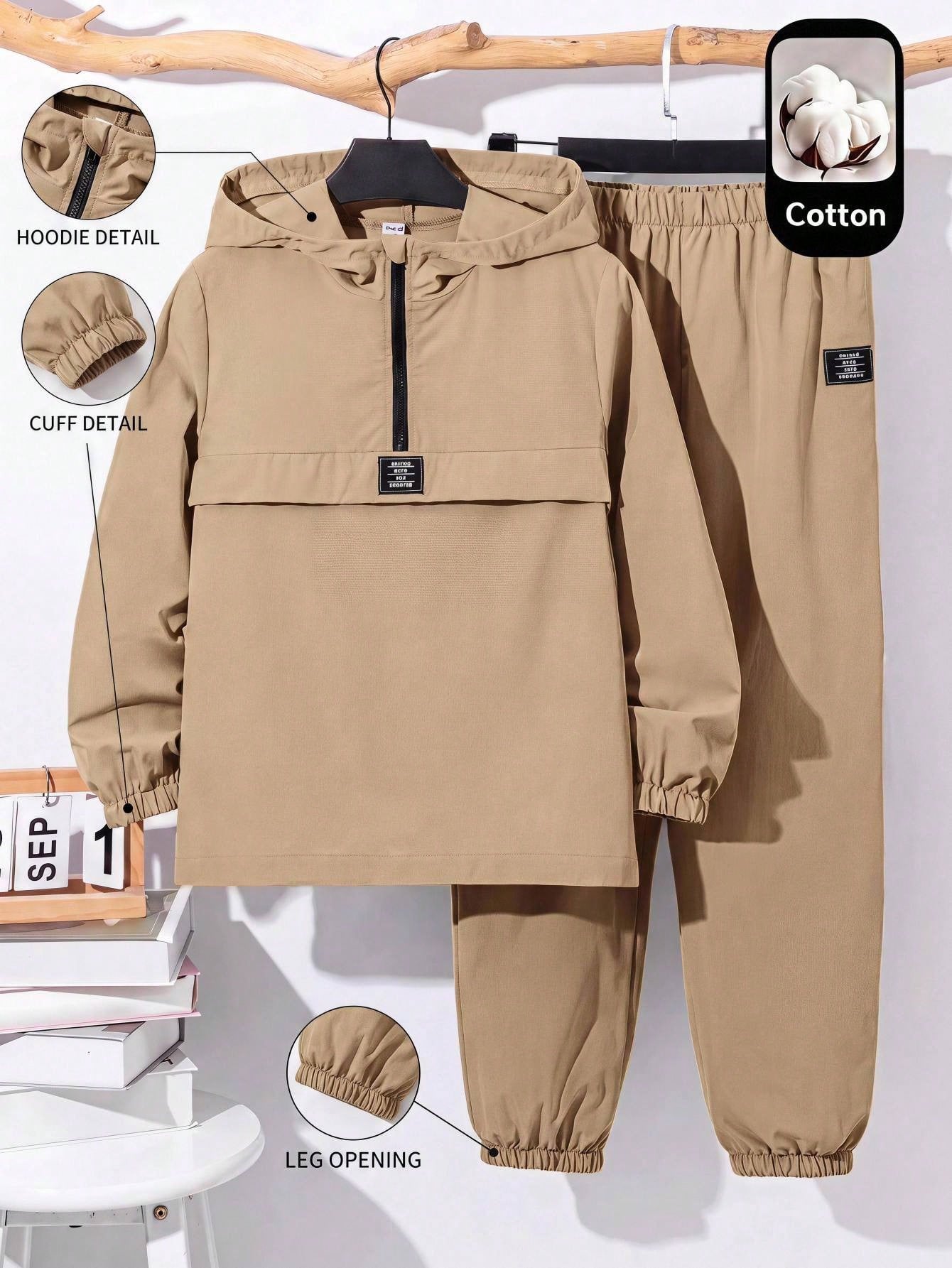 Ensemble de 2 pièces pour garçon préado - Veste à capuche à fermeture éclair et — vue 9