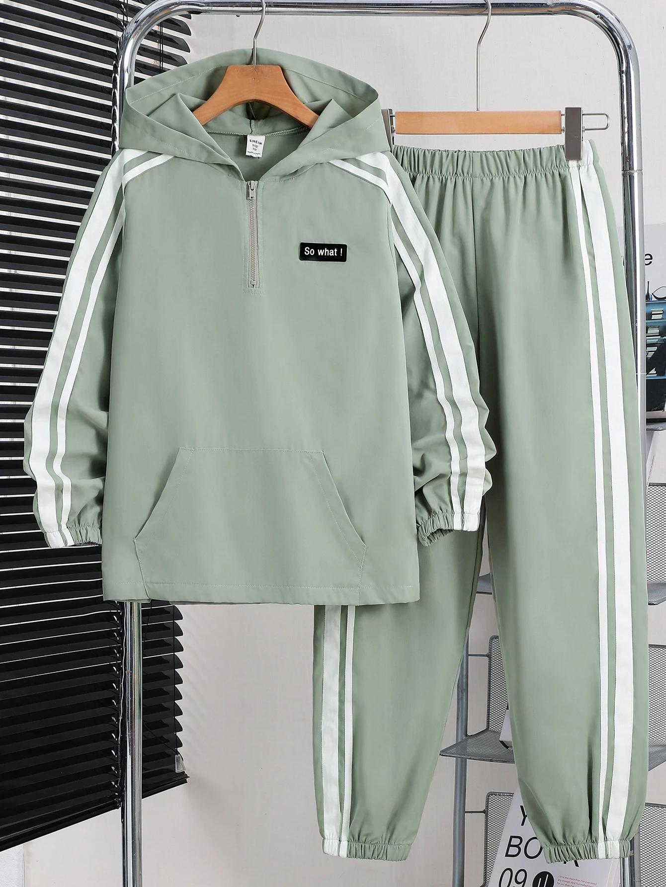 Ensemble de 2 pièces pour garçon préado - Veste à capuche à fermeture éclair et — vue 7