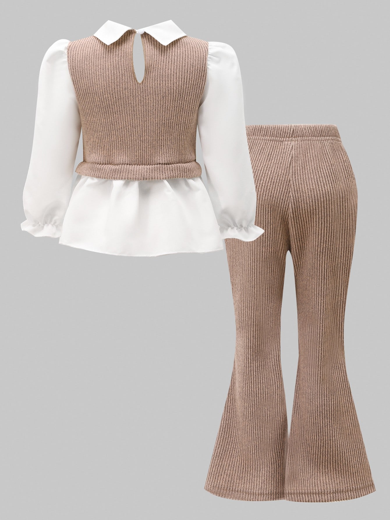 Ensemble de chemise décontractée et mignonne pour filles, Top blanc à manches longues — vue 9