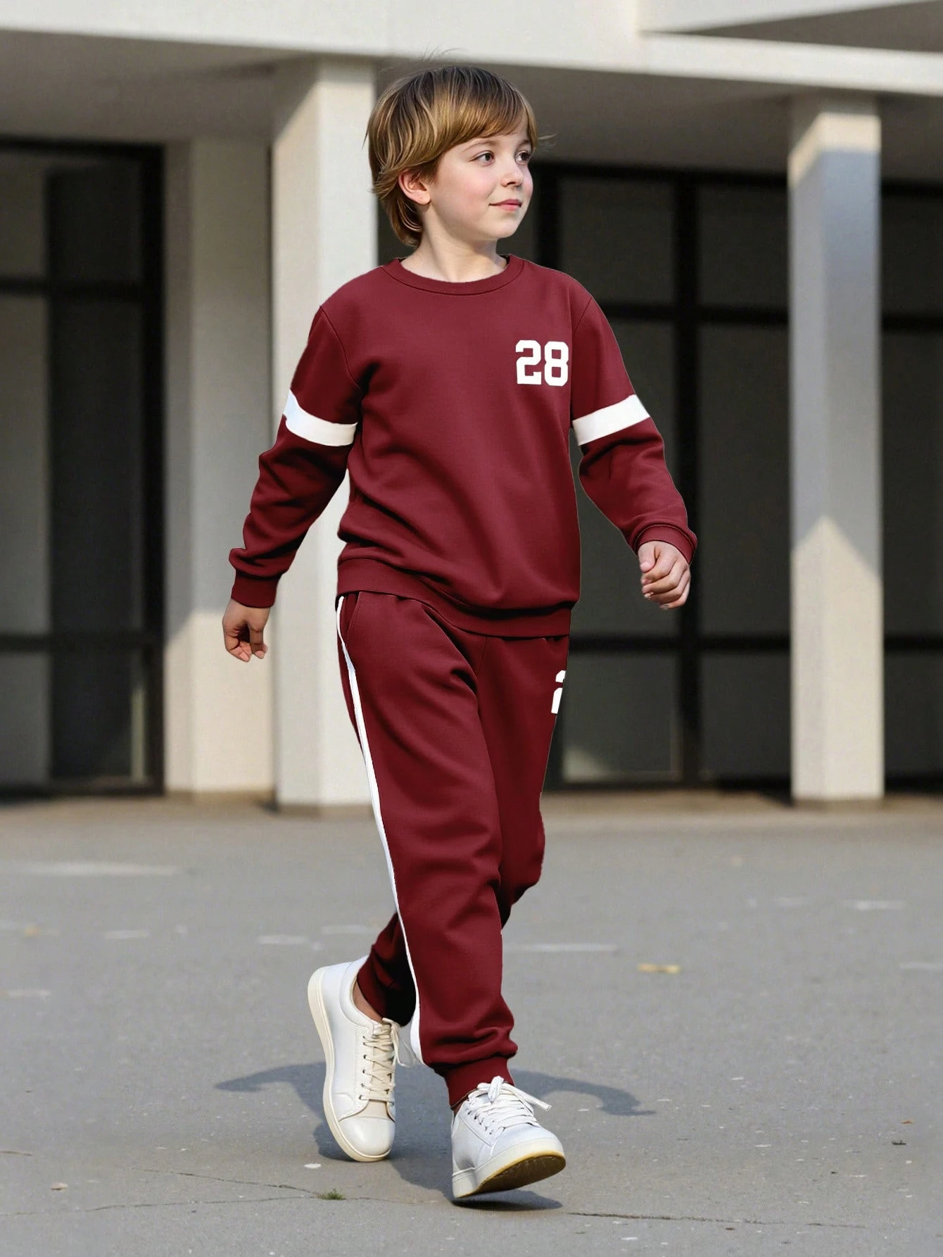 Ensemble 2 pièces pour garçons pré-adolescents, printemps/automne, Sweat-shirt-shirt — vue 12