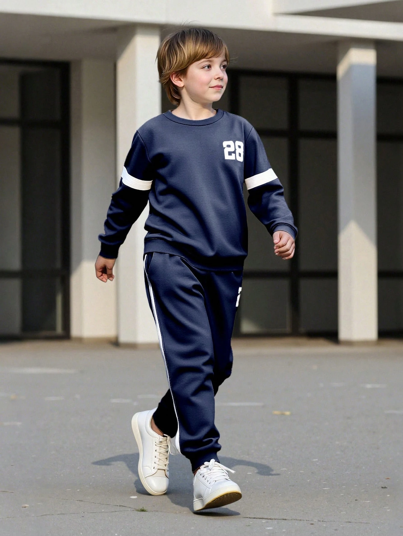 Ensemble 2 pièces pour garçons pré-adolescents, printemps/automne, Sweat-shirt-shirt — vue 10