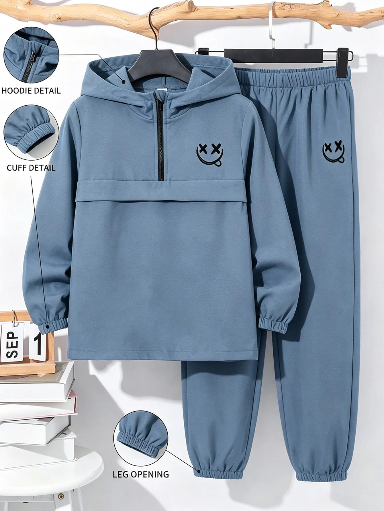 Ensemble de 2 pièces pour garçon préado - Veste à capuche à fermeture éclair et — vue 15