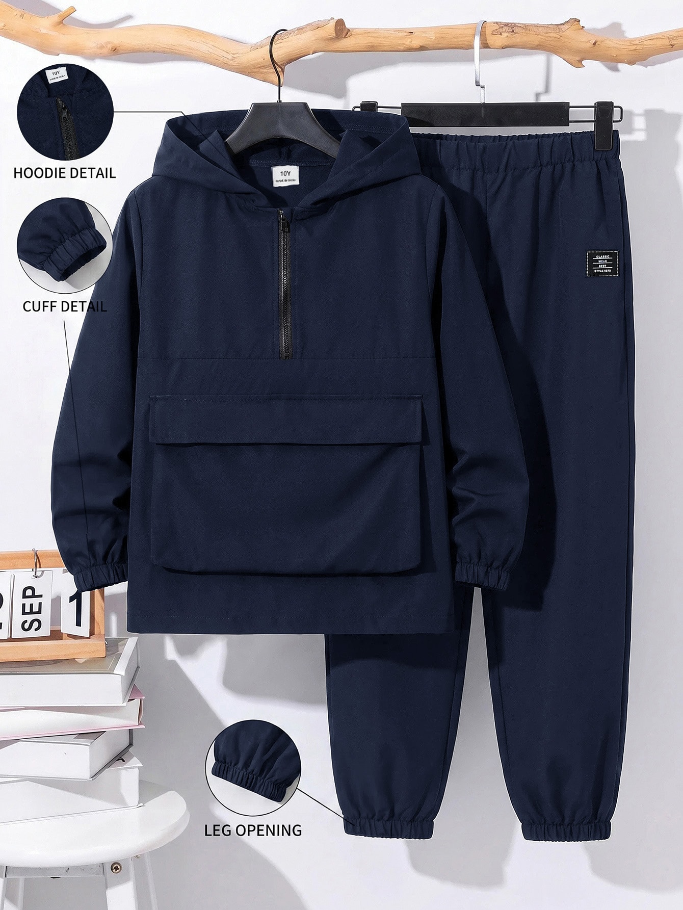 Ensemble de 2 pièces pour garçon préado - Veste à capuche à fermeture éclair et — vue 16