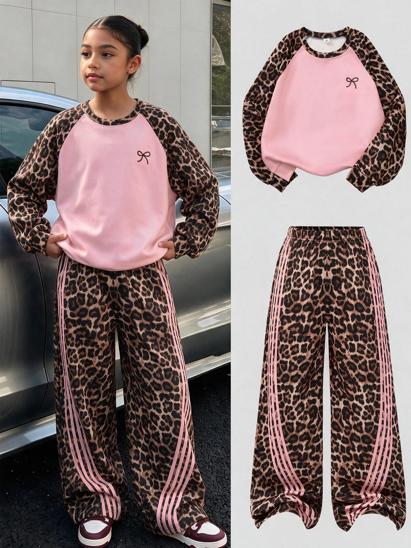 Sparklyn Tenues d'automne pour filles préadolescentes Hauts d'automne 2 pièces/set — vue 3
