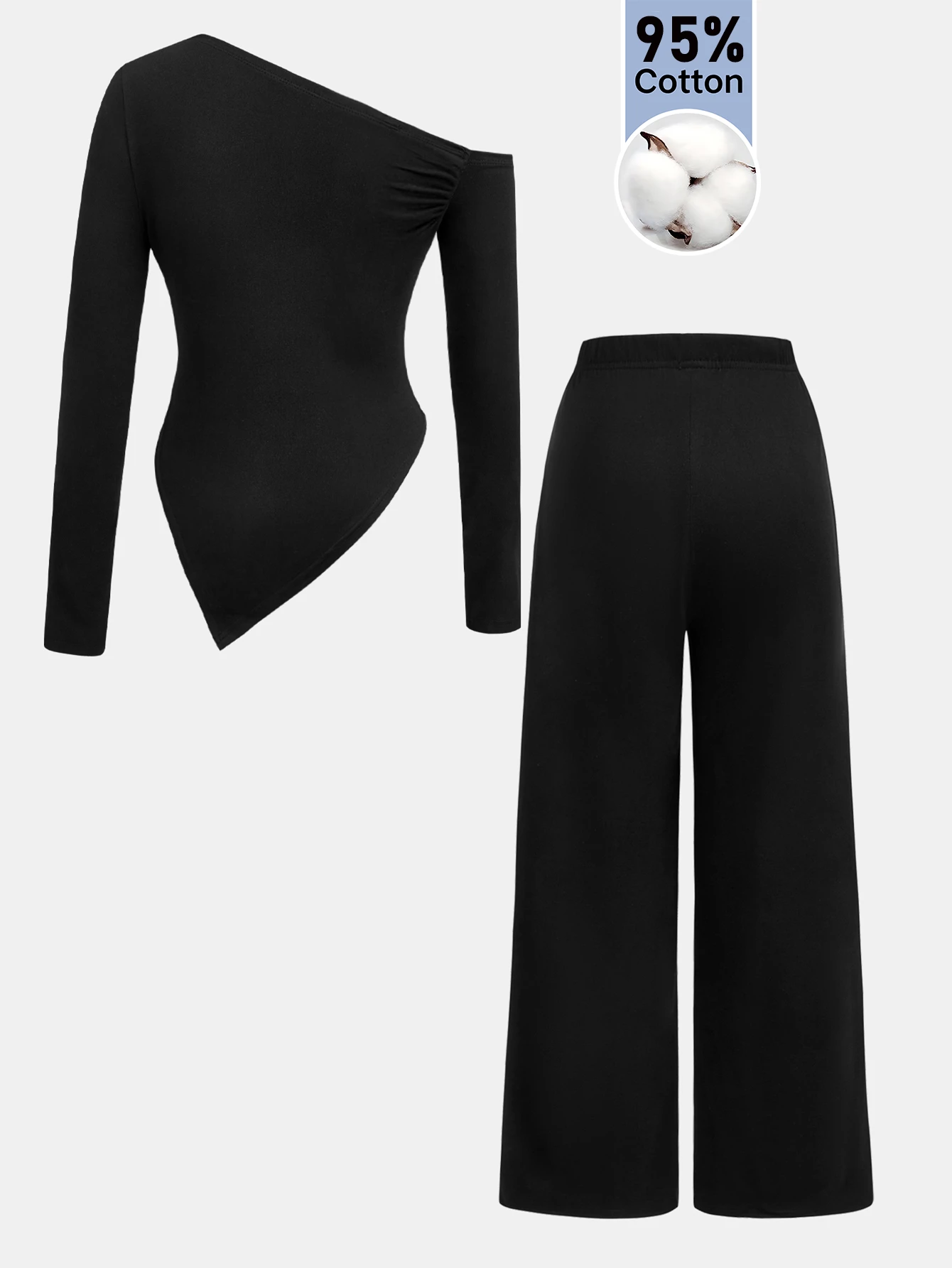 Ensemble 2 pièces décontracté noir & blanc pour filles préadolescentes, top ajusté en — vue 6