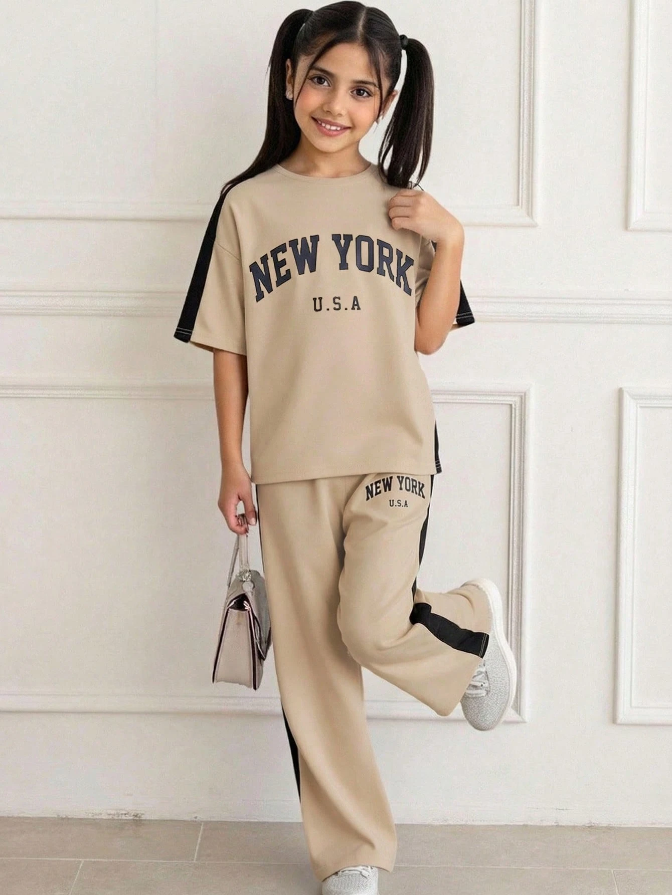 Ensemble t-shirt et pantalon décontracté, ample et minimaliste pour — vue 7