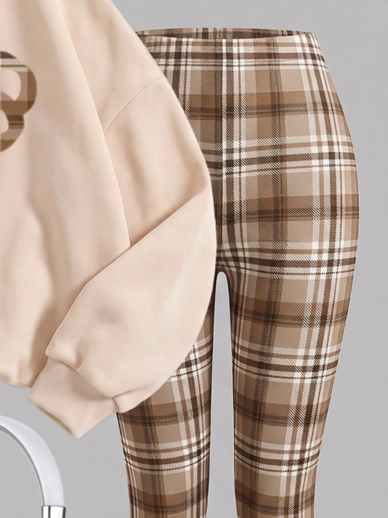 Ensemble Sweat-shirt-shirt et legging pour fille pré-ado, kaki, hiver, assorti, — vue 7