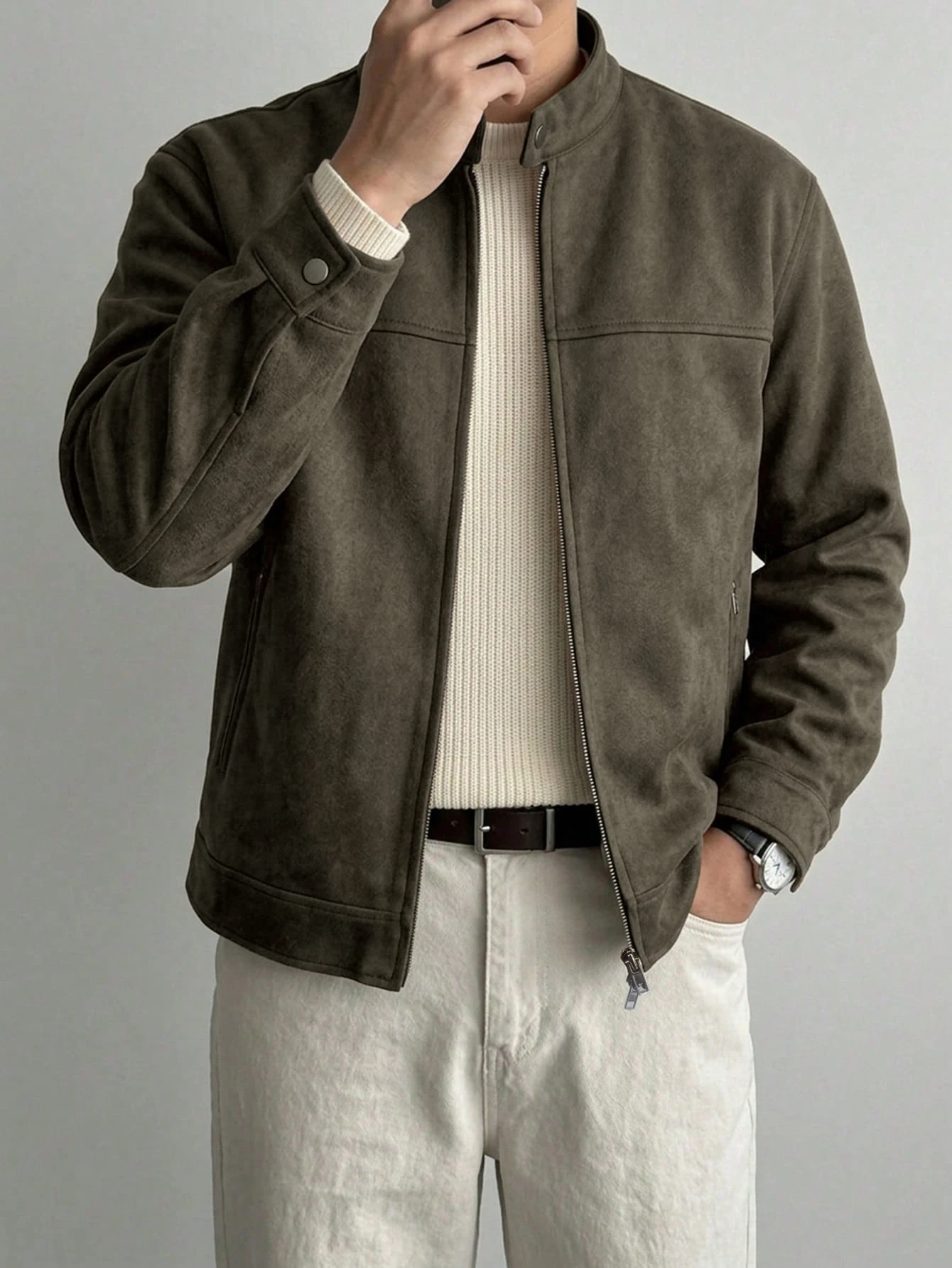 DAZY Veste marron unicolore avec, automne — vue 3