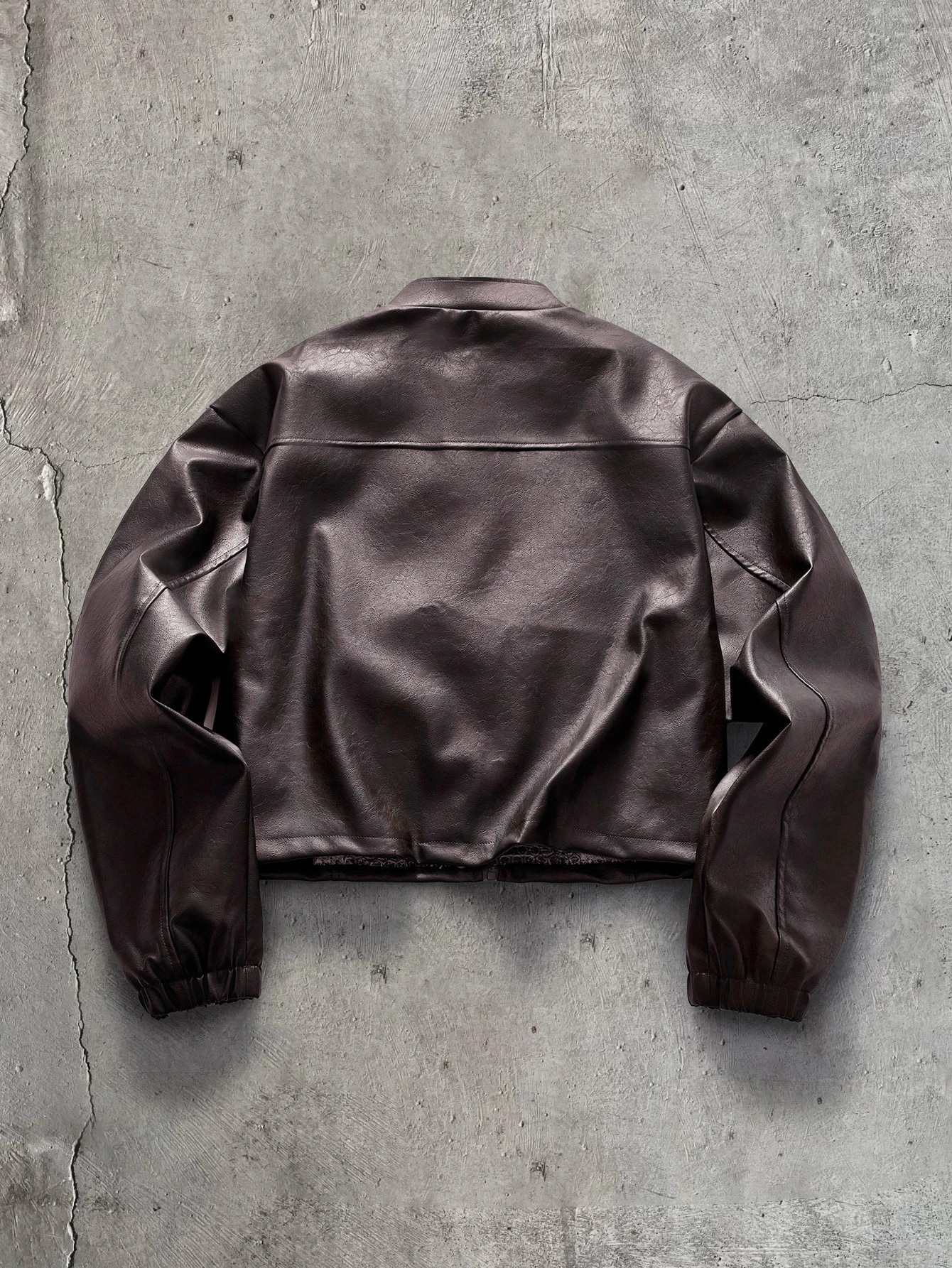 FeverCity Veste décontractée polyvalente de couleur unie en cuir PU pour hommes, pour un — vue 6