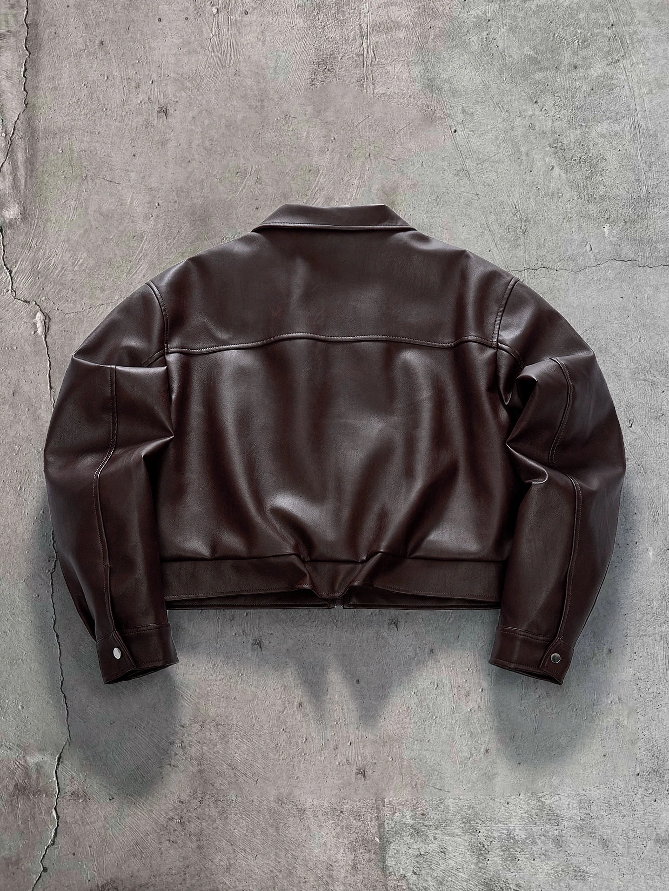 FeverCity Veste décontractée polyvalente de couleur unie en cuir PU pour hommes, pour un — vue 8