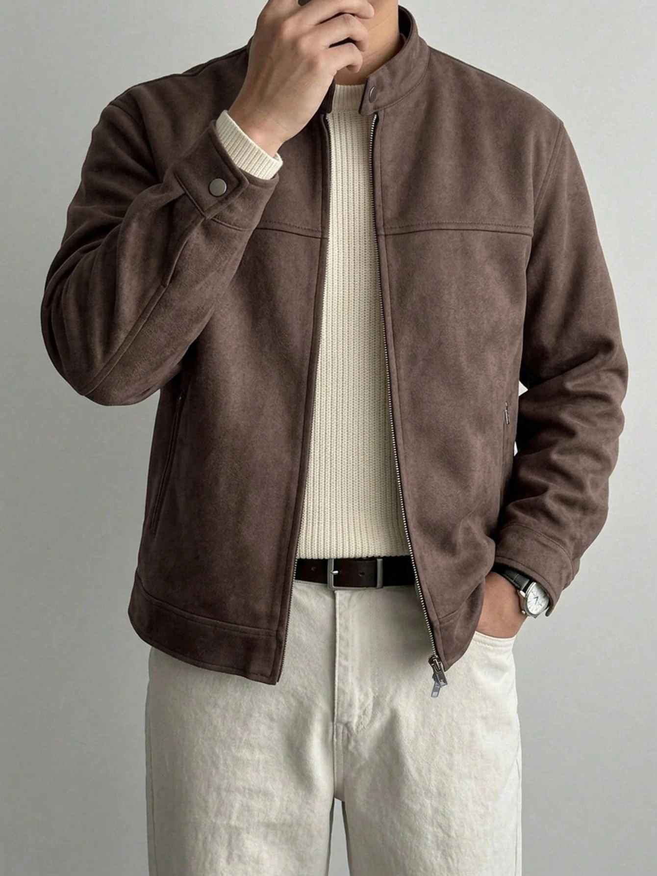 DAZY Veste marron unicolore avec, automne — vue 8