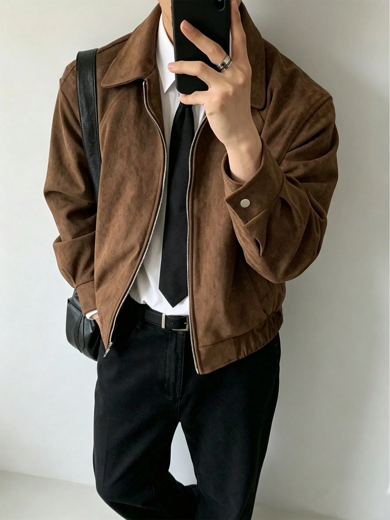 Manfinity Dauomo Veste décontractée vintage d'automne pour hommes