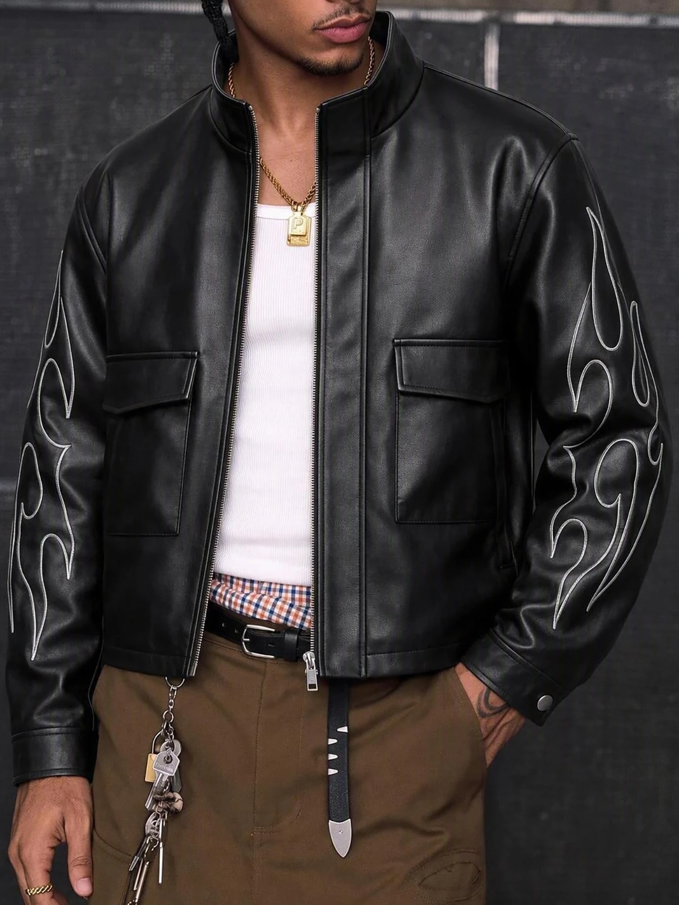 CalleClaro Veste pour homme à col rabattu et manches longues, mode automne — vue 4