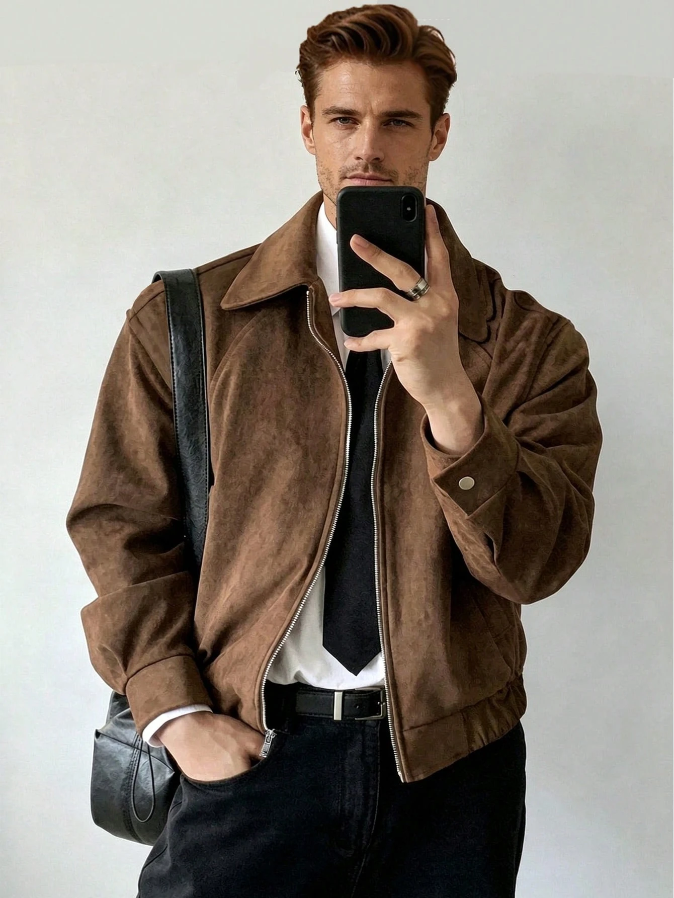 Manfinity Dauomo Veste décontractée vintage d'automne pour hommes — vue 3
