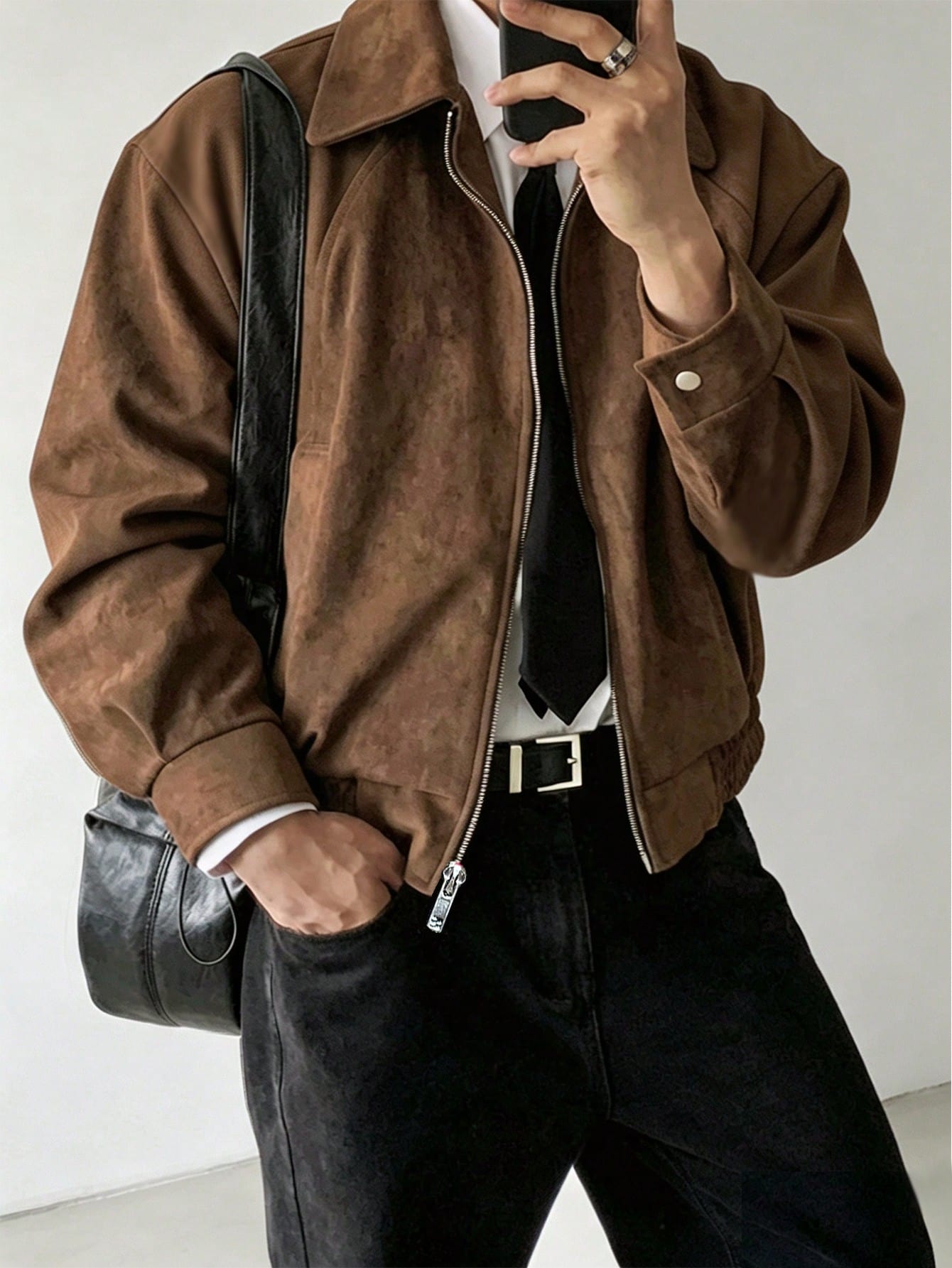 Manfinity Dauomo Veste décontractée vintage d'automne pour hommes — vue 4