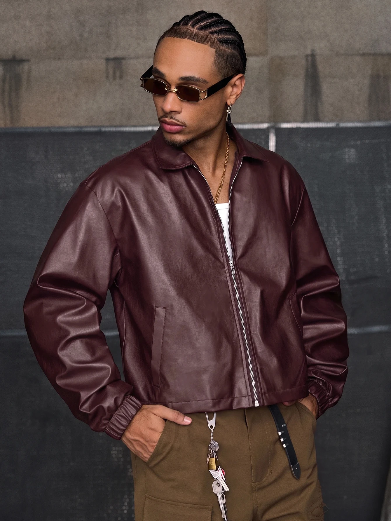 CalleClaro Veste pour homme à col rabattu et manches longues, mode automne — vue 11