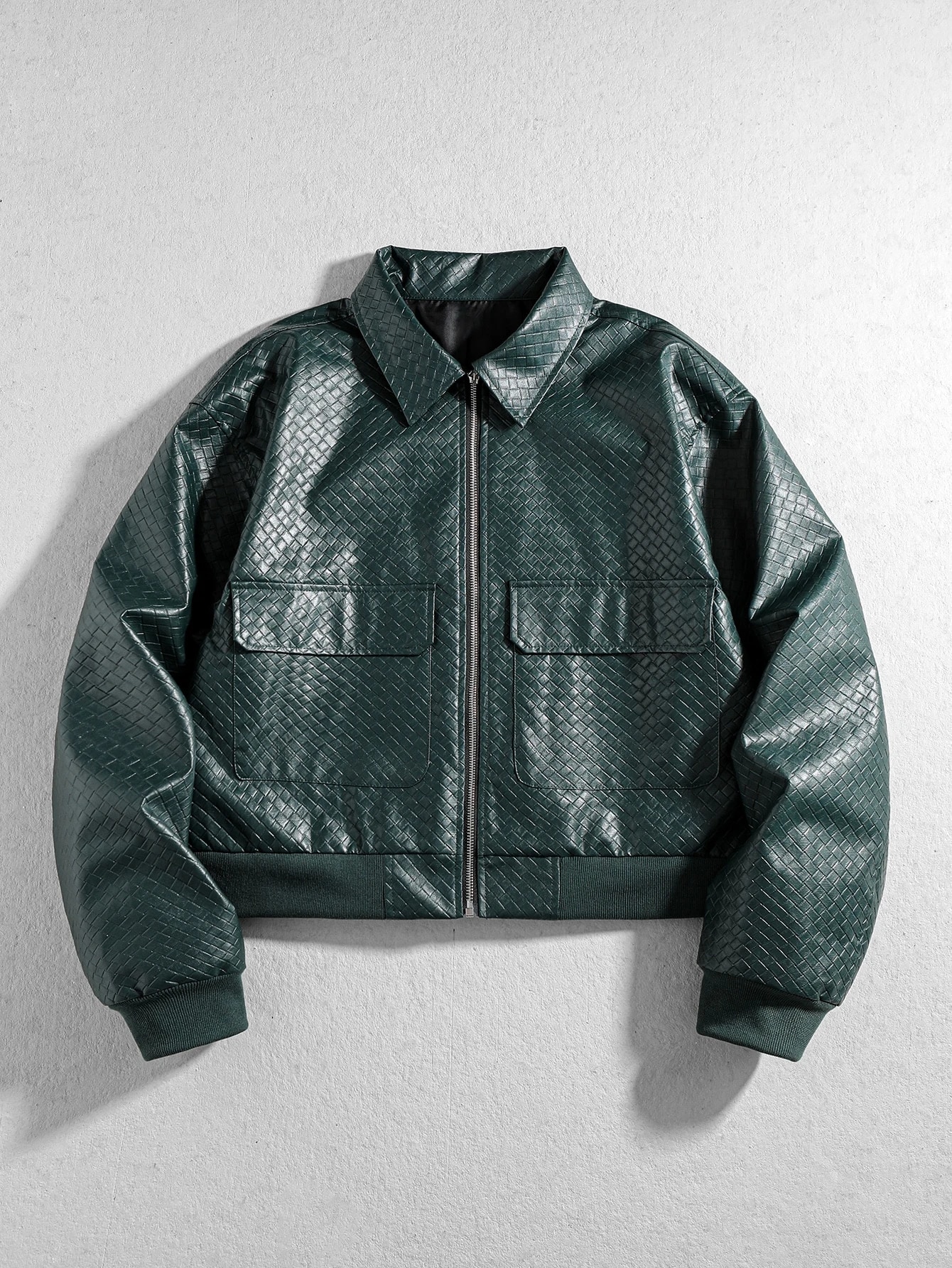 ROMWE MEN Street Life Veste en PU à manches longues avec patte de boutonnage zippée et — vue 6