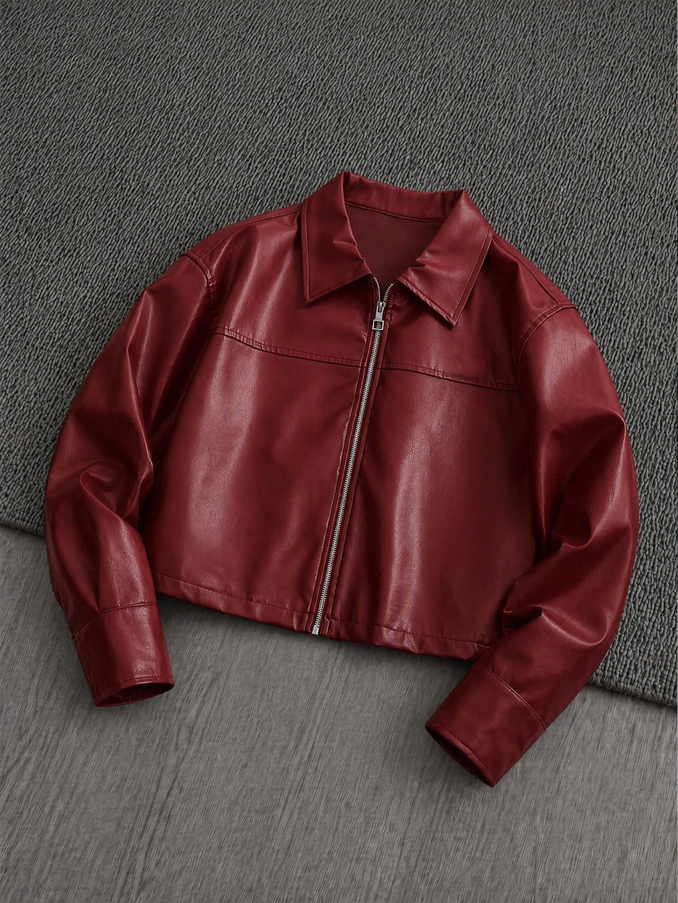 Mainfolk Veste en polyuréthane style western marron café pour hommes avec col, manches — vue 4