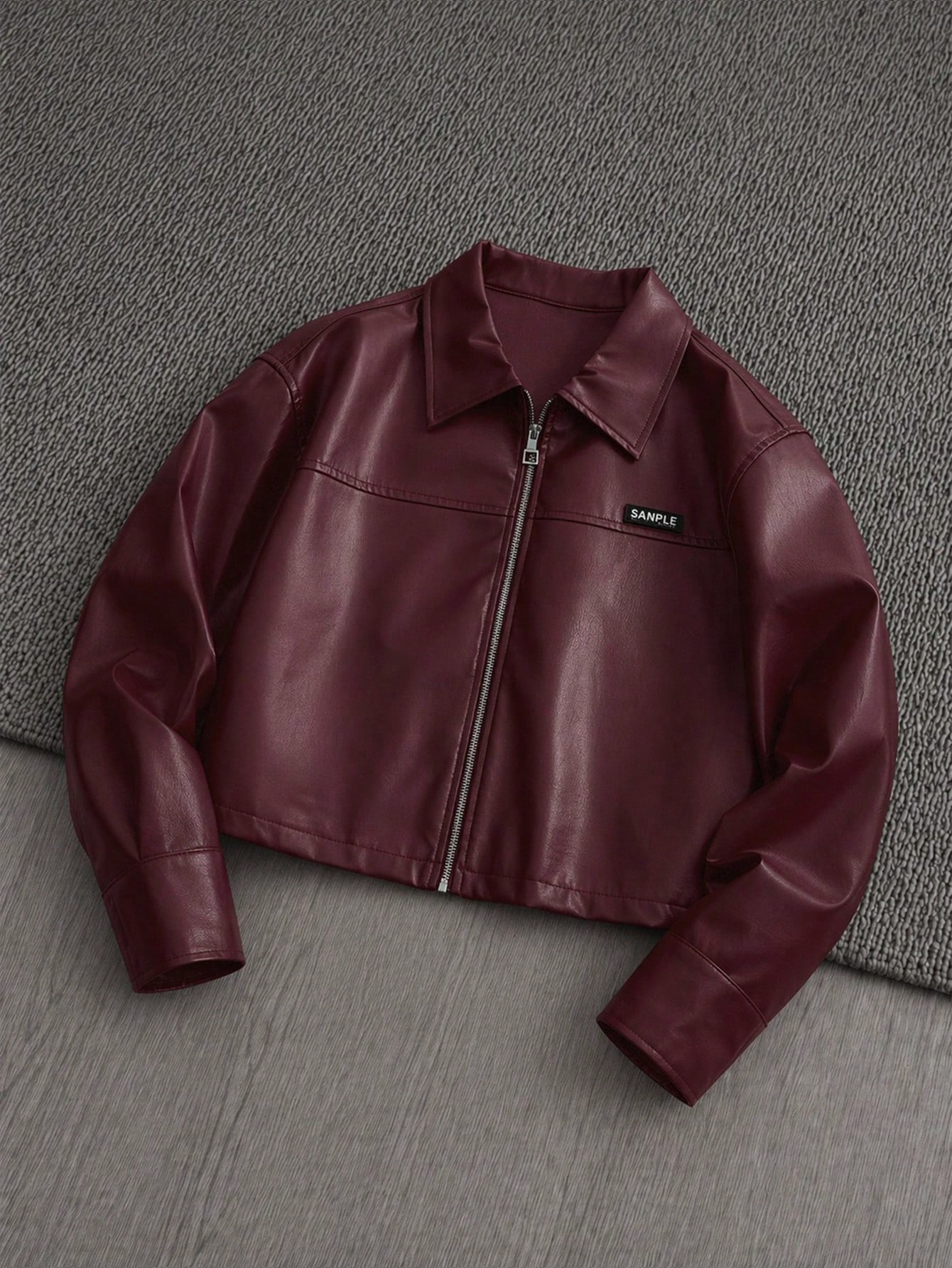Mainfolk Veste en polyuréthane style western marron café pour hommes avec col, manches — vue 3