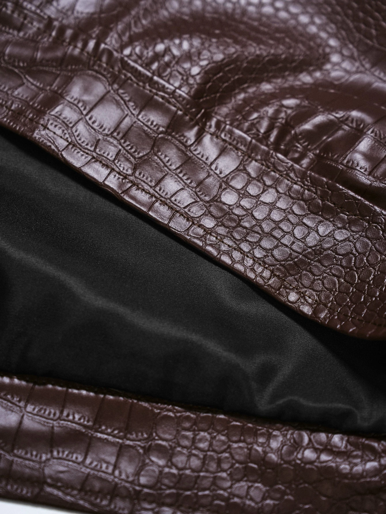 PAVTROS Veste courte en cuir PU gaufré crocodile de couleur unie, style de rue léger pour — vue 6