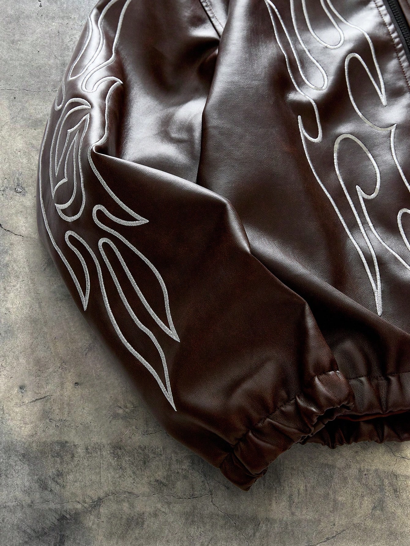 AXEPEAK Veste en cuir PU à manches longues et fermeture éclair avant de couleur unie pour — vue 8