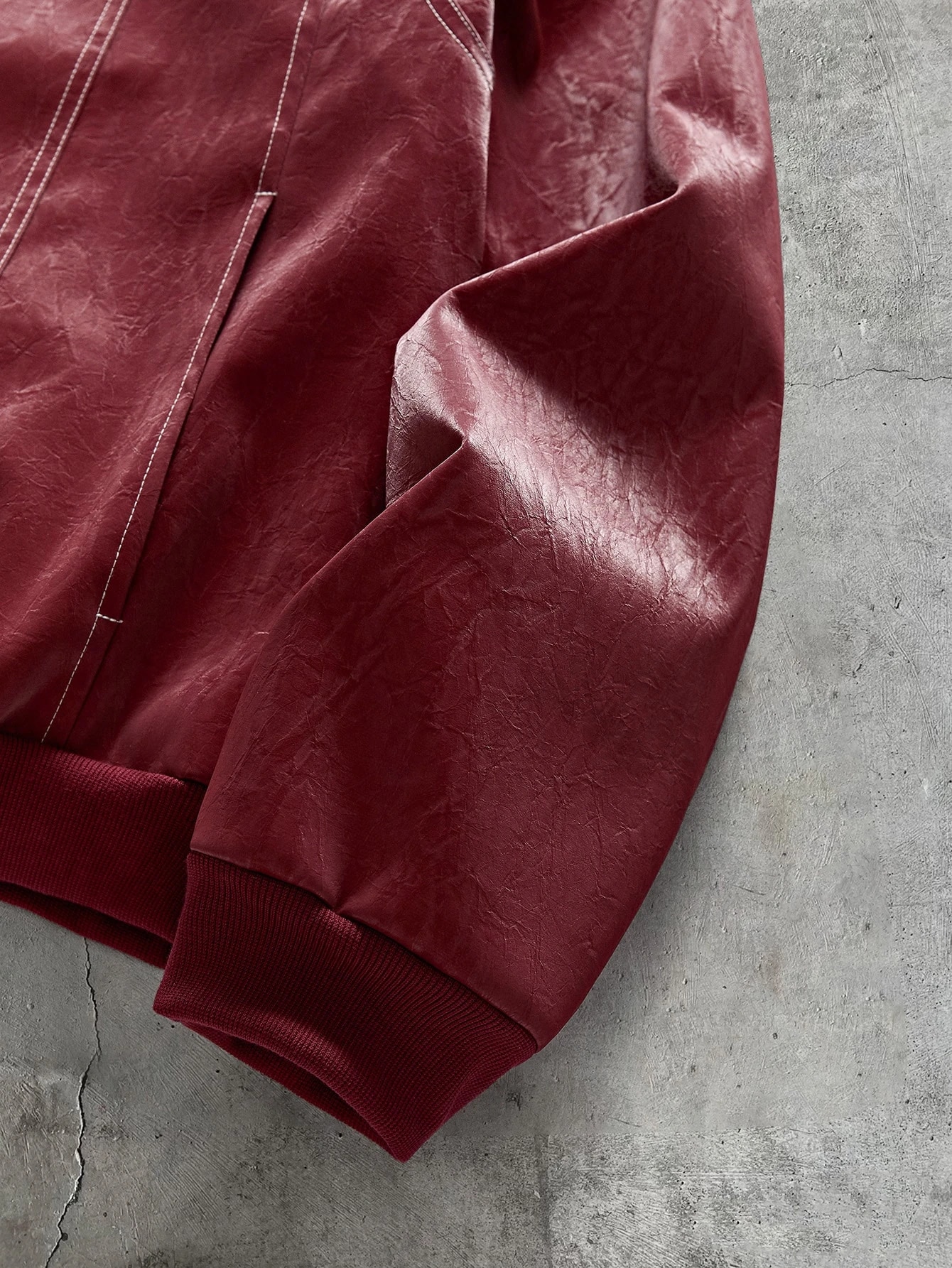 AXEPEAK Veste en cuir PU à manches longues et fermeture éclair avant de couleur unie pour — vue 12