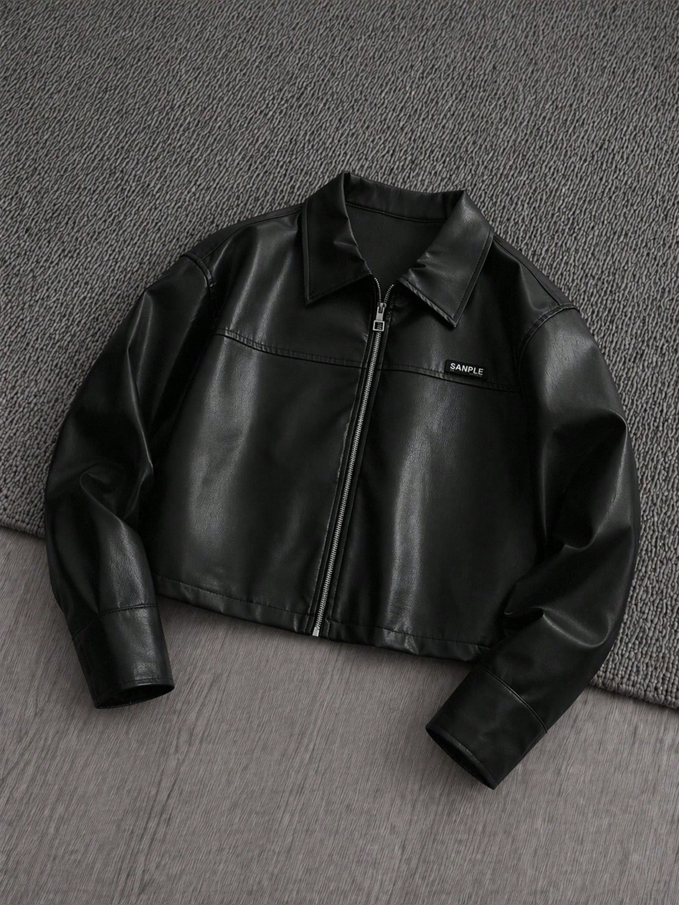 Mainfolk Veste en polyuréthane style western marron café pour hommes avec col, manches — vue 11