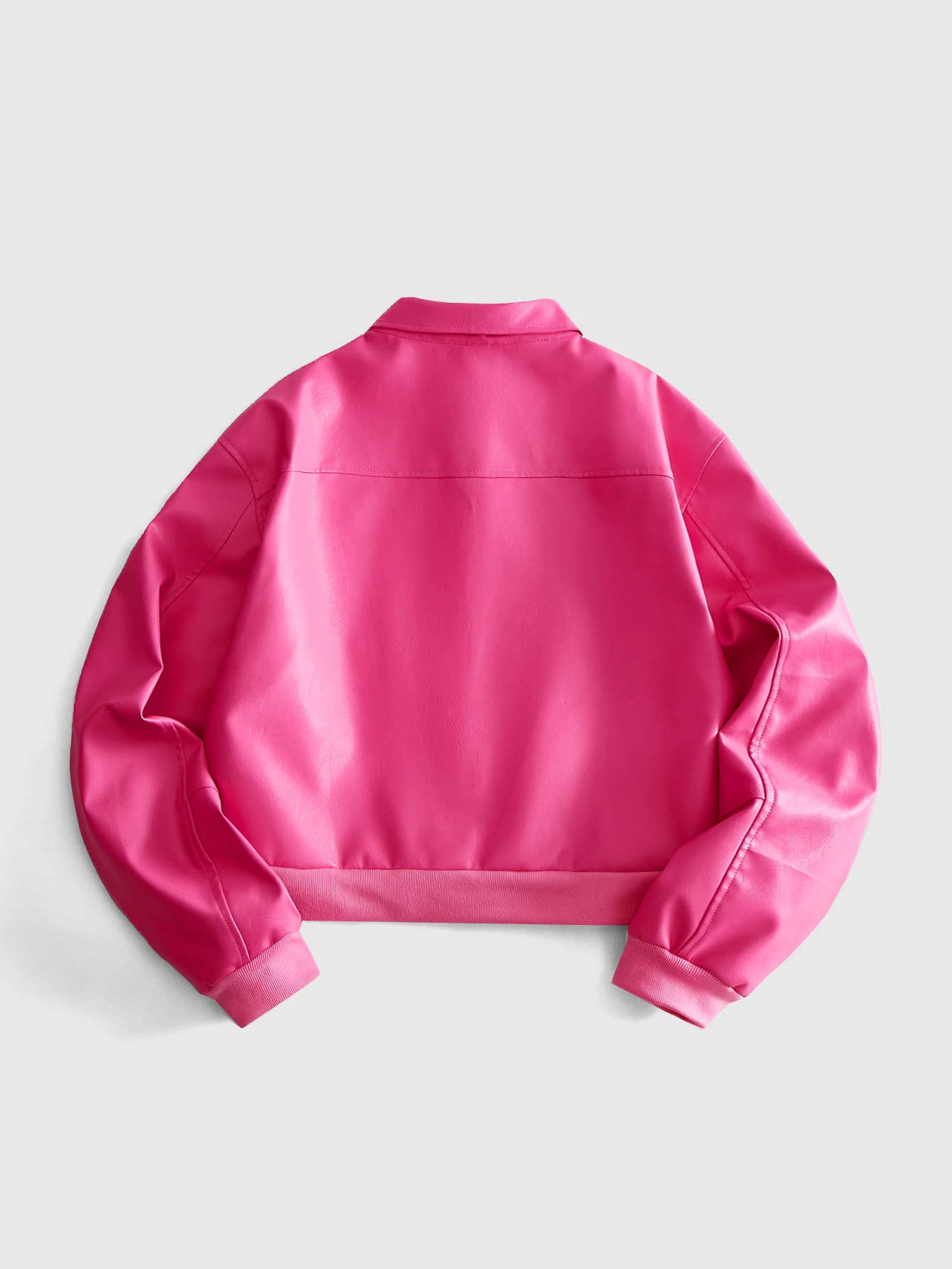 ROMWE MEN Street Life Veste en PU à manches longues avec patte de boutonnage zippée et — vue 11