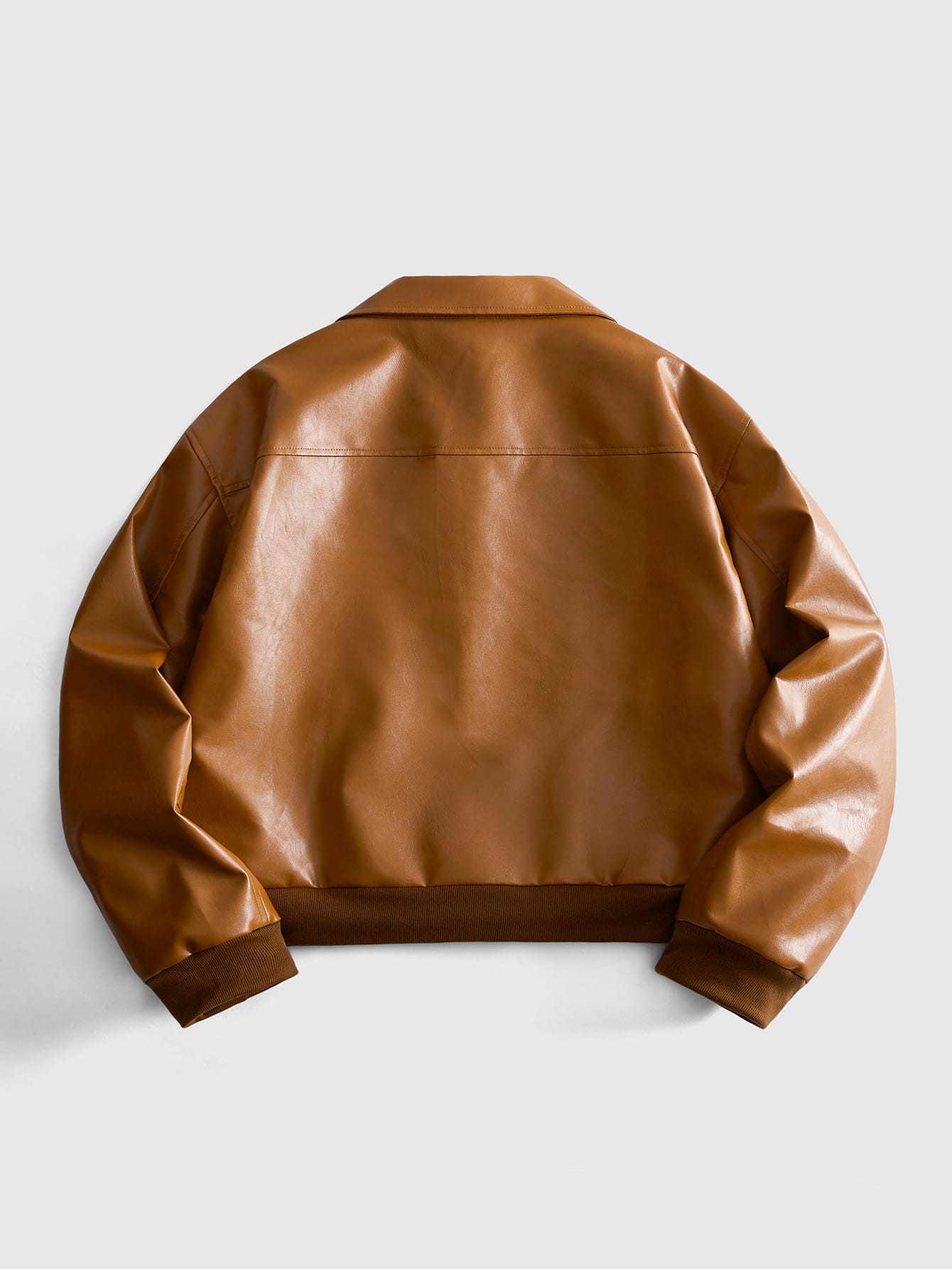 ROMWE MEN Street Life Veste en PU à manches longues avec patte de boutonnage zippée et — vue 10