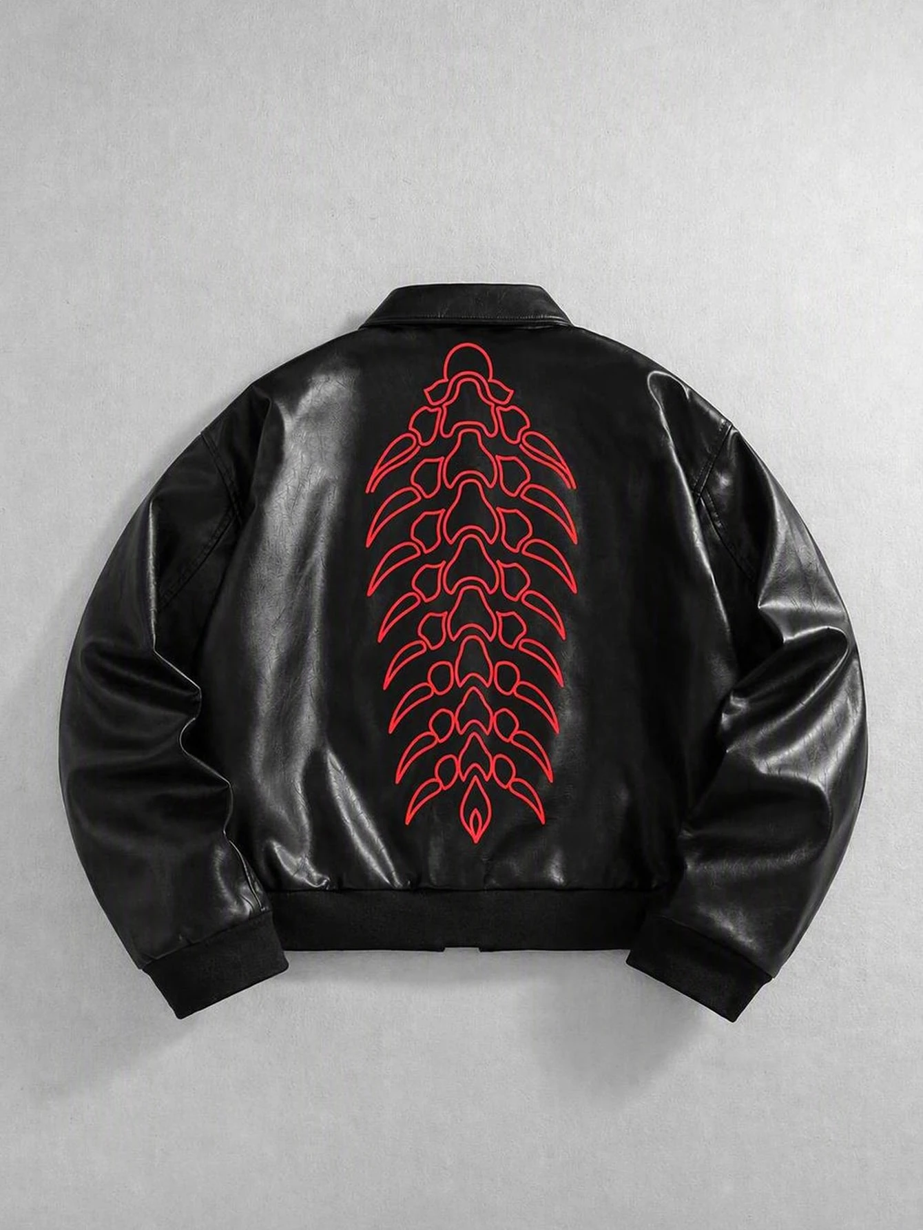 ROMWE MEN Street Life Veste en PU à manches longues avec patte de boutonnage zippée et — vue 8
