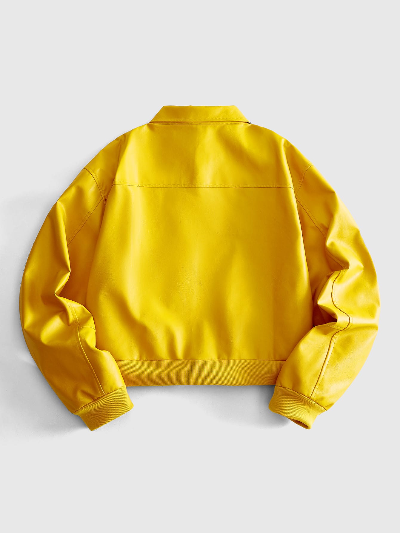ROMWE MEN Street Life Veste à manches longues en matériau PU avec poche zippée pour hommes — vue 6