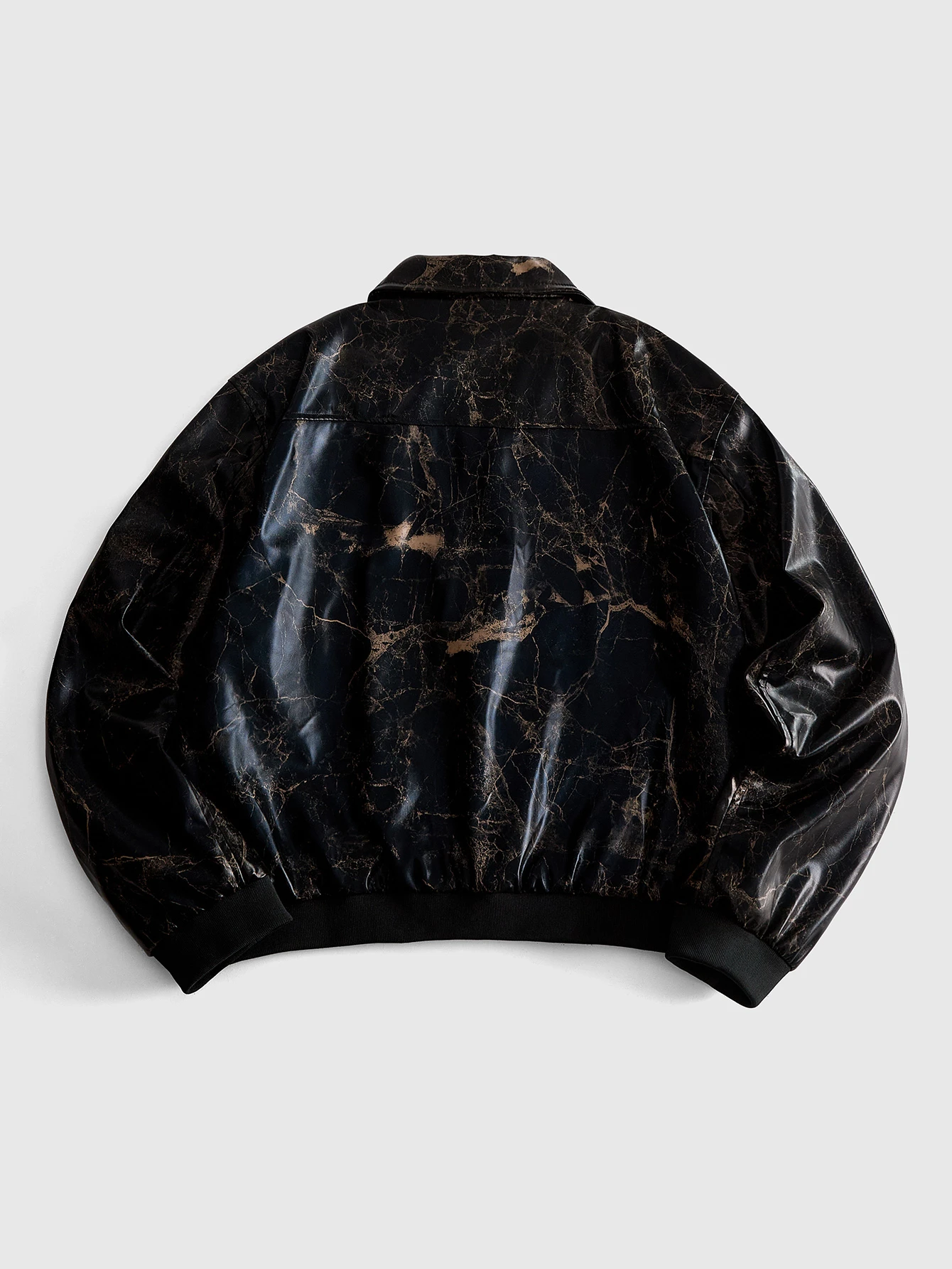 ROMWE MEN Street Life Veste à manches longues en matériau PU avec poche zippée pour hommes — vue 5
